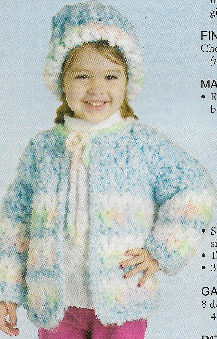 Little Girl's Cotton Candy Jacket & Hat crochet pattern instructions