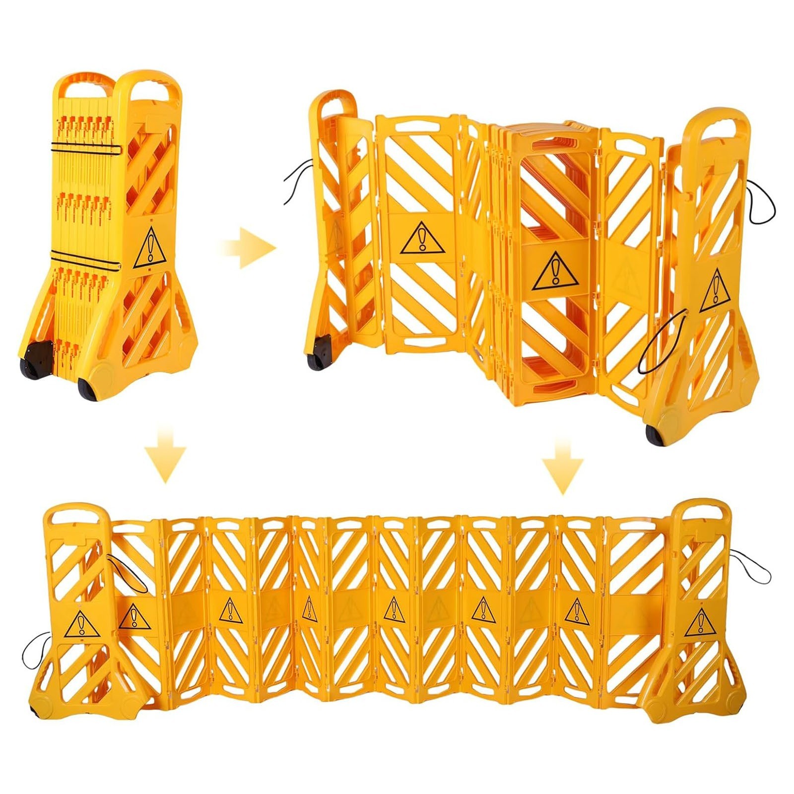 Portable Folding Barricade with Wheels,for Construction Sites, Driveway Gate