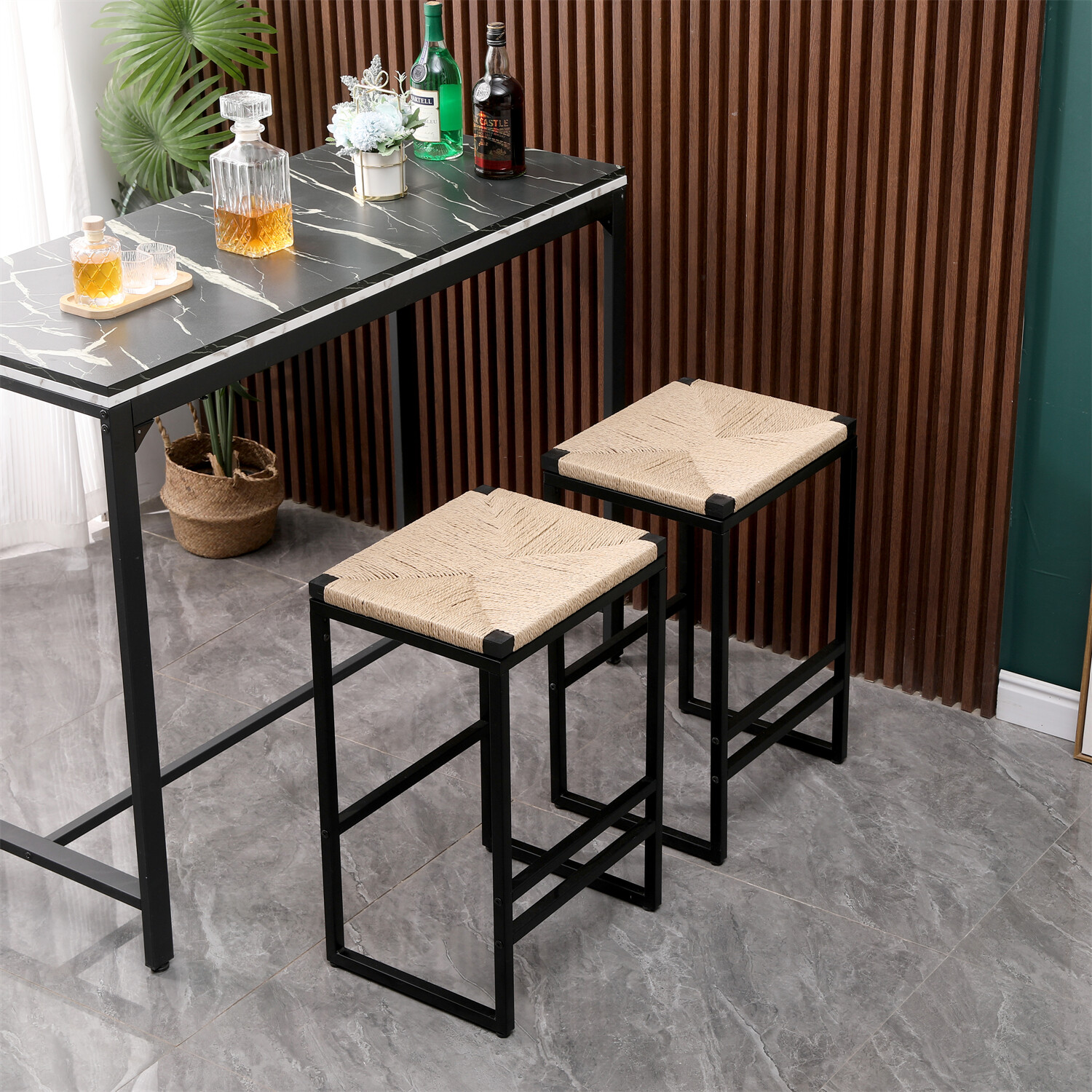 Set of 2 Backless Bar Stools Counter Height Bar Stools Kitchen Dining Chair US