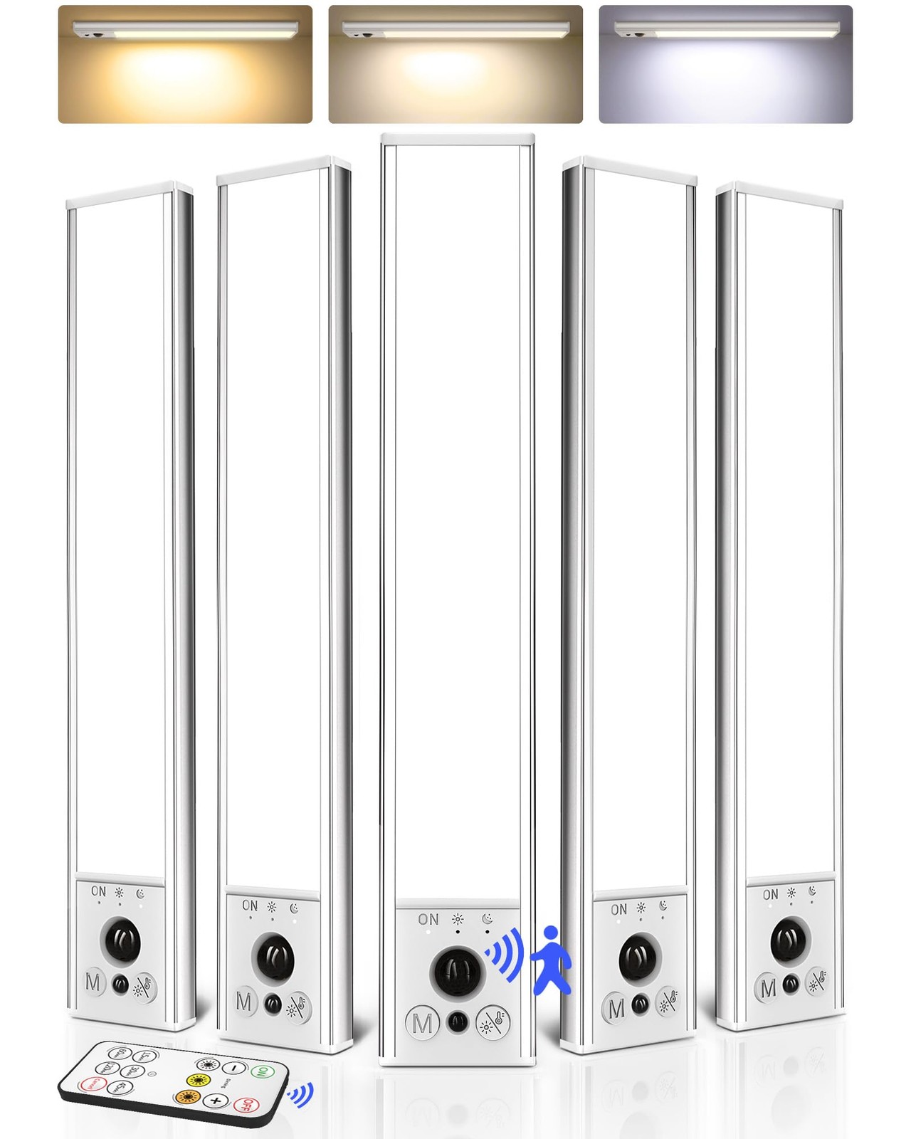 Under Cabinet Lighting 5-Pack 10inch 2400mAh Motion Sensor Wireless Remote 3