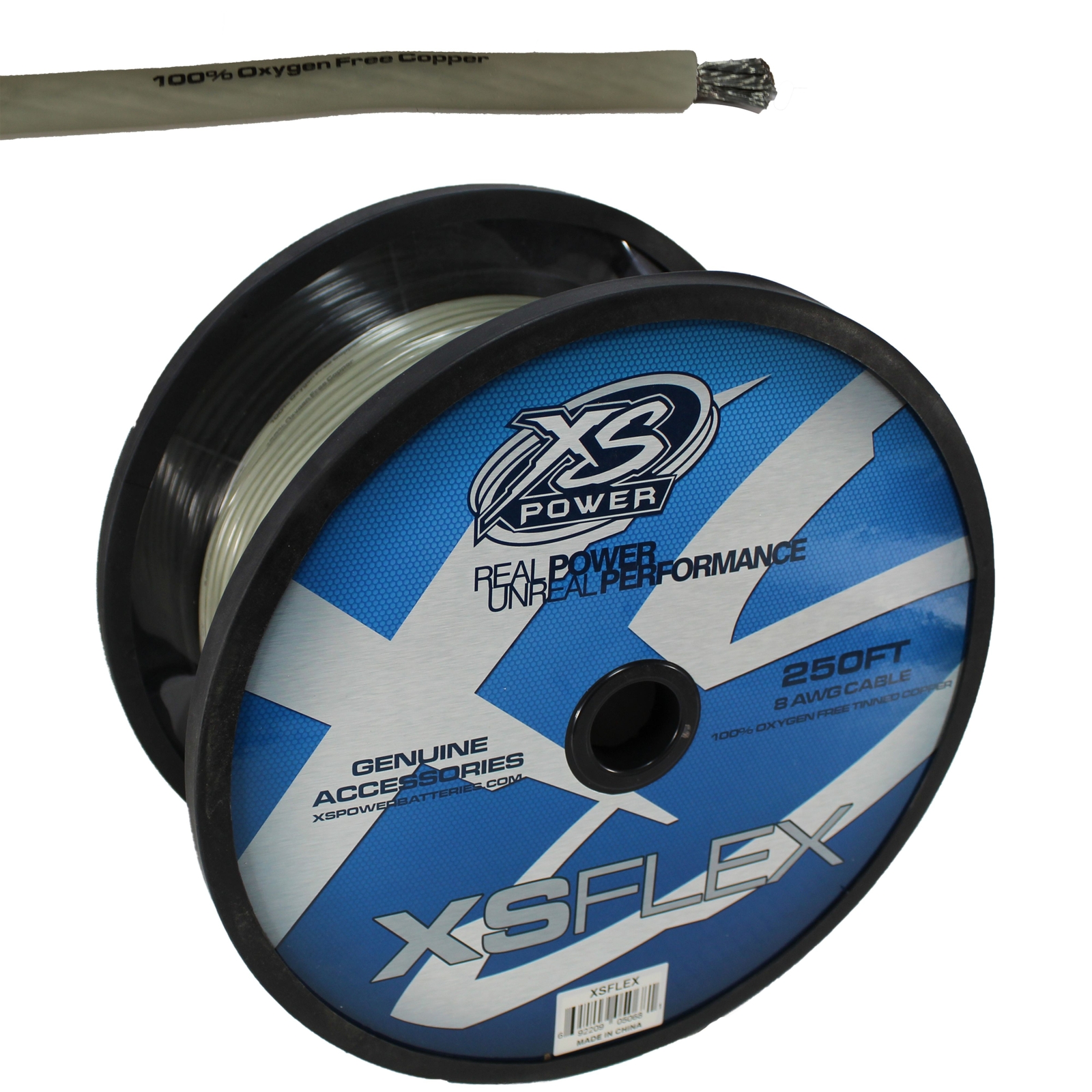 XS Power 8 AWG 100% OFC XS Flex Power/Ground Wire Clear Lot Cut By The Foot