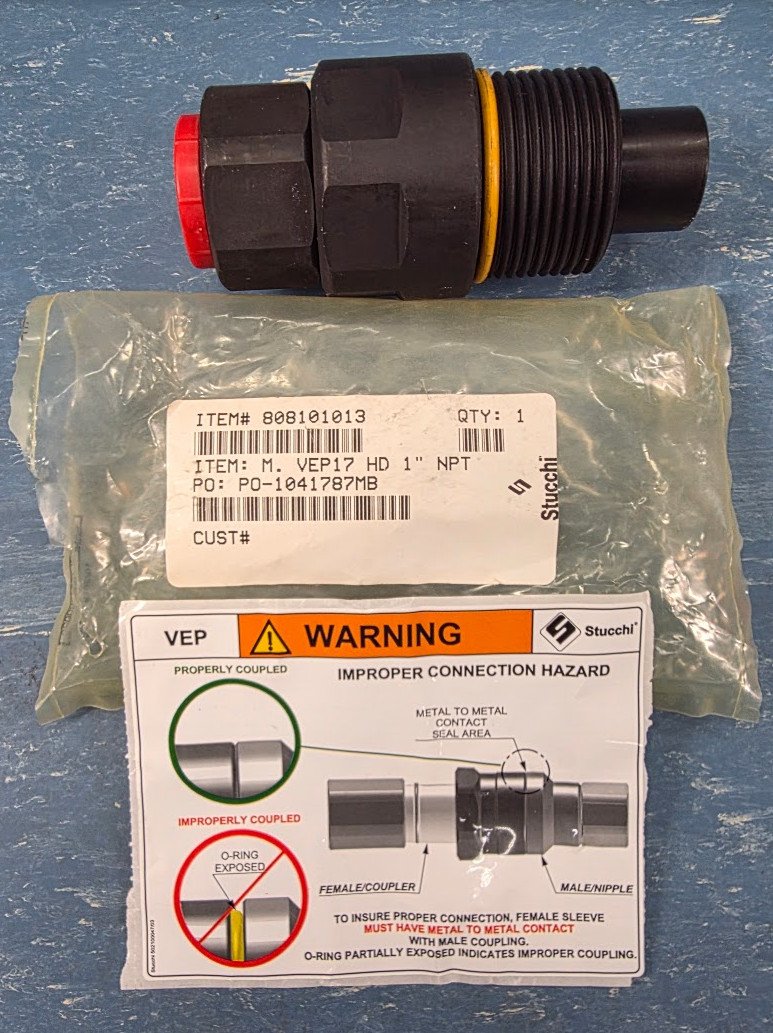 Stucchi 808101013 Male VEP17HD 1" NPT Flat Face Coupler