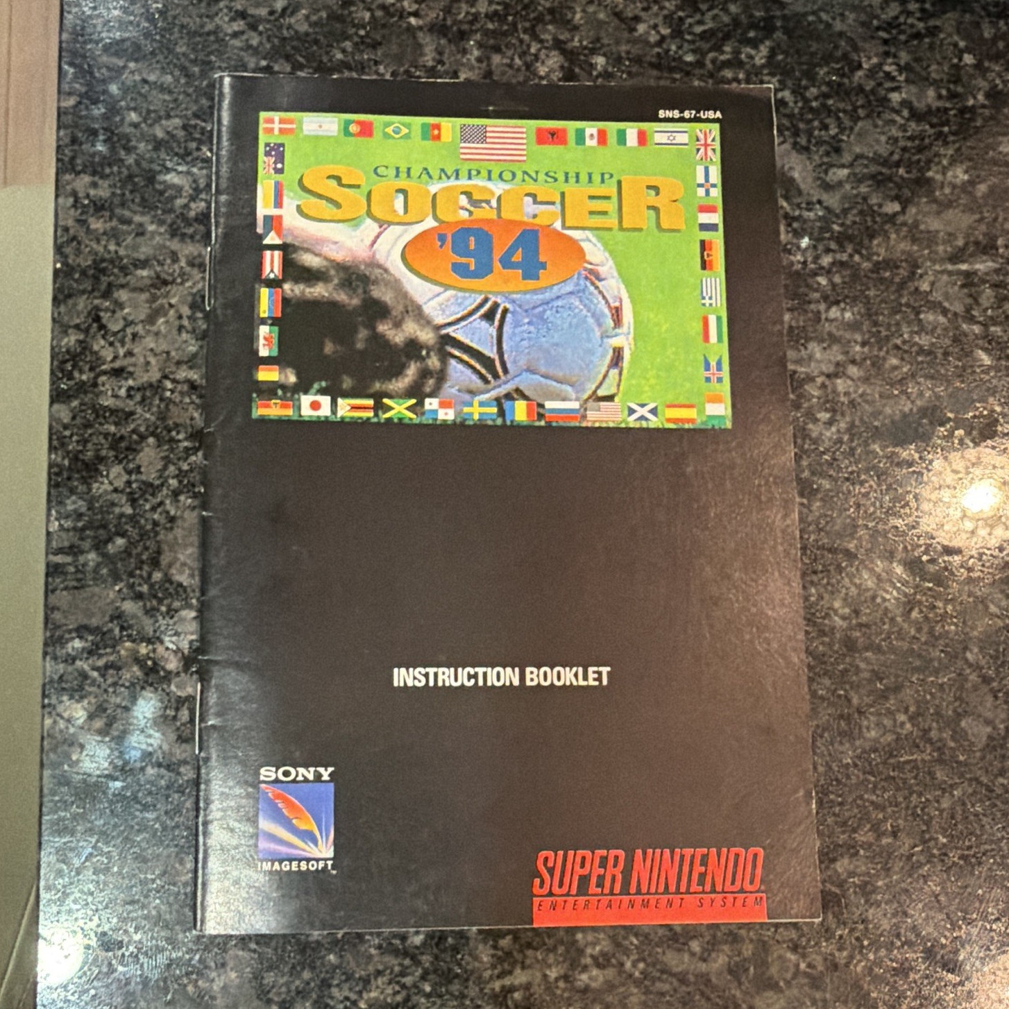 Sony Imagesoft Championship Soccer '94 SNES Manual, English Original