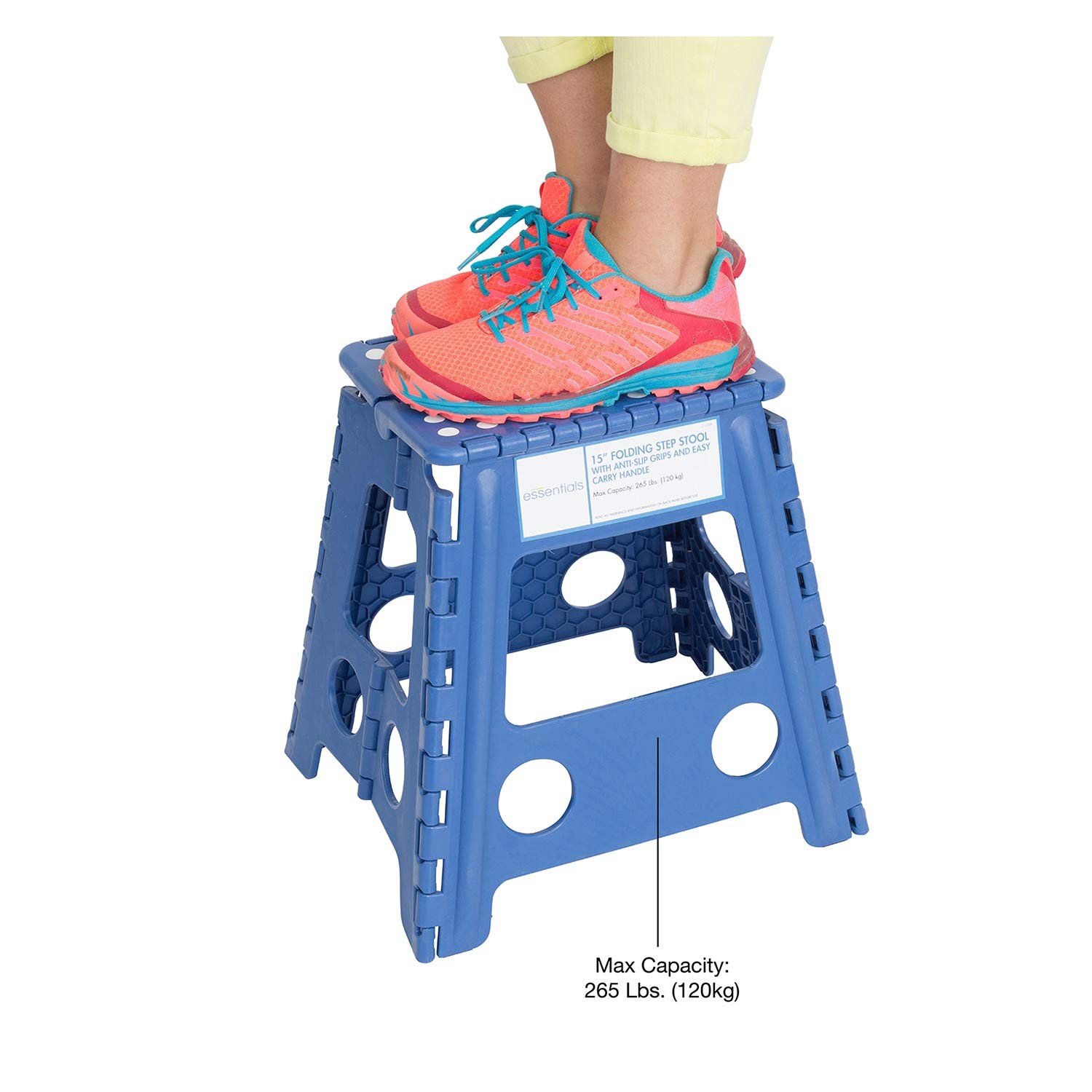 21048 Folding Step Stool 15 Inch Wide Plastic Step Stools For Adults Gray
