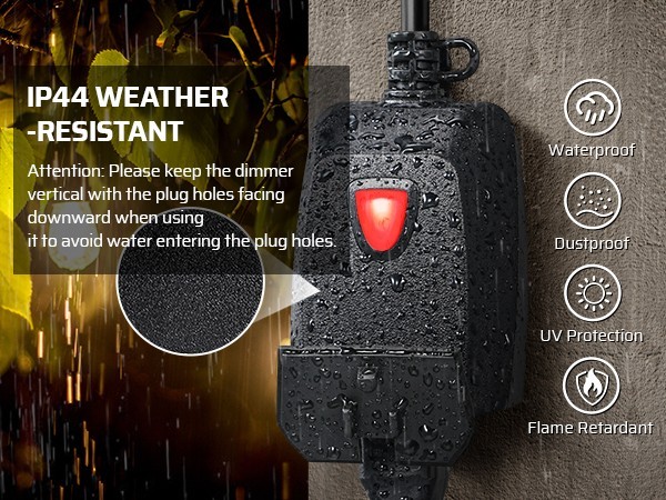 DEWENWILS Outdoor Dimmer for String Lights Remote Control 100FT IP44 Waterproof