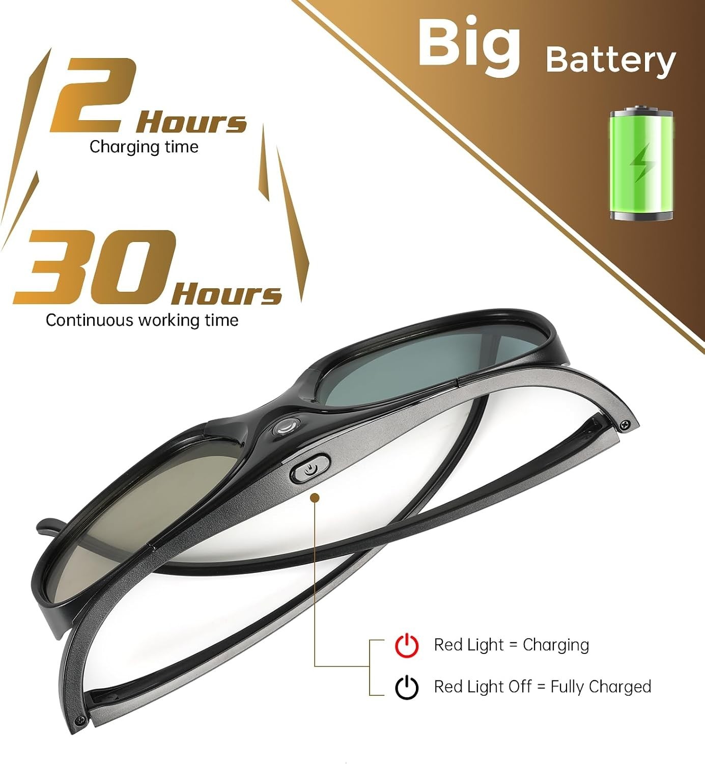 Active Shutter 3D Glasses 144Hz, 4 Pack, Lightweight