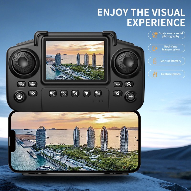 CS8 Drone with Screen Remote Control, Electric Adjustment Dual Camera, Optical