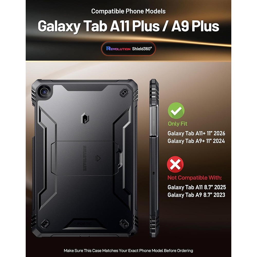 Kickstand Tablet Case For Galaxy Tab A11 Plus / A9 Plus Shockproof Cover Black