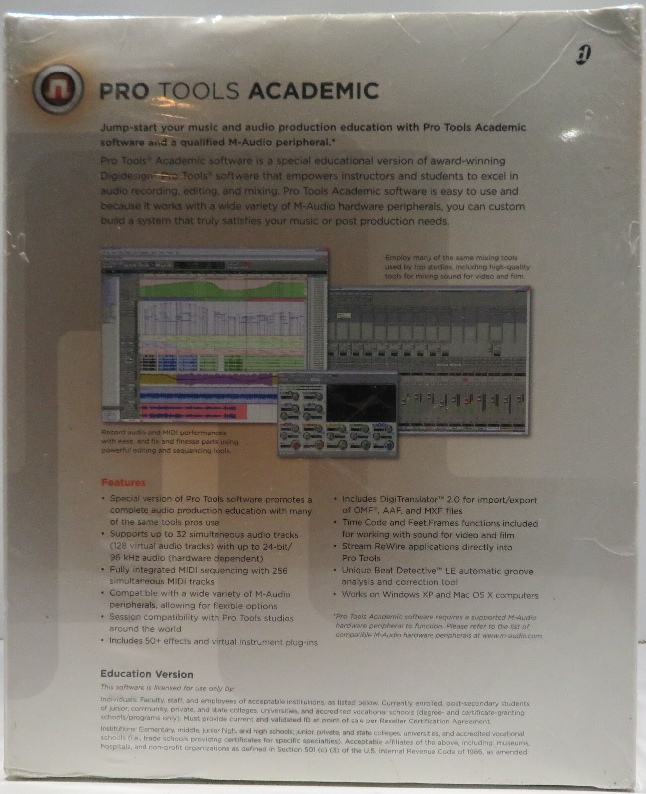 NEW Pro Tools Academic Pack Software For Qualified M-Audio Peripherals | SEALED