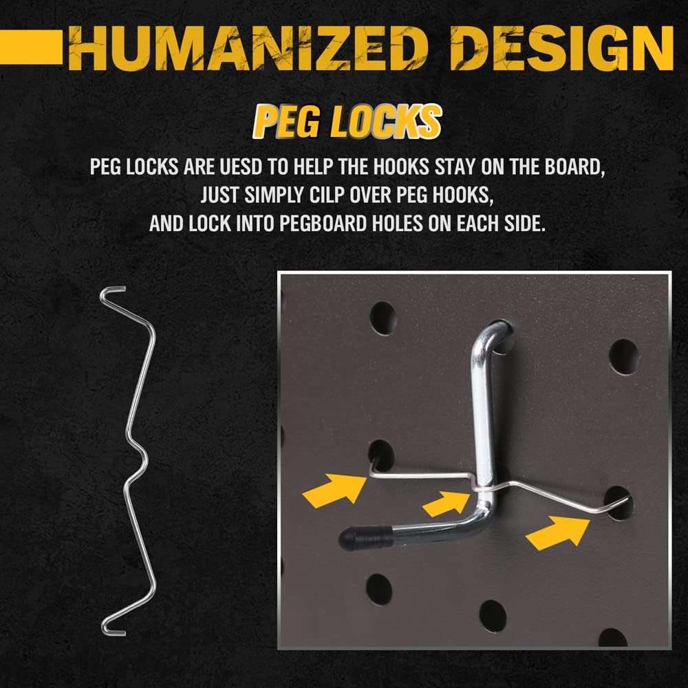 260-Piece Pegboard Hooks Kit, Peg Board Organizer 260-Piece, Yellow