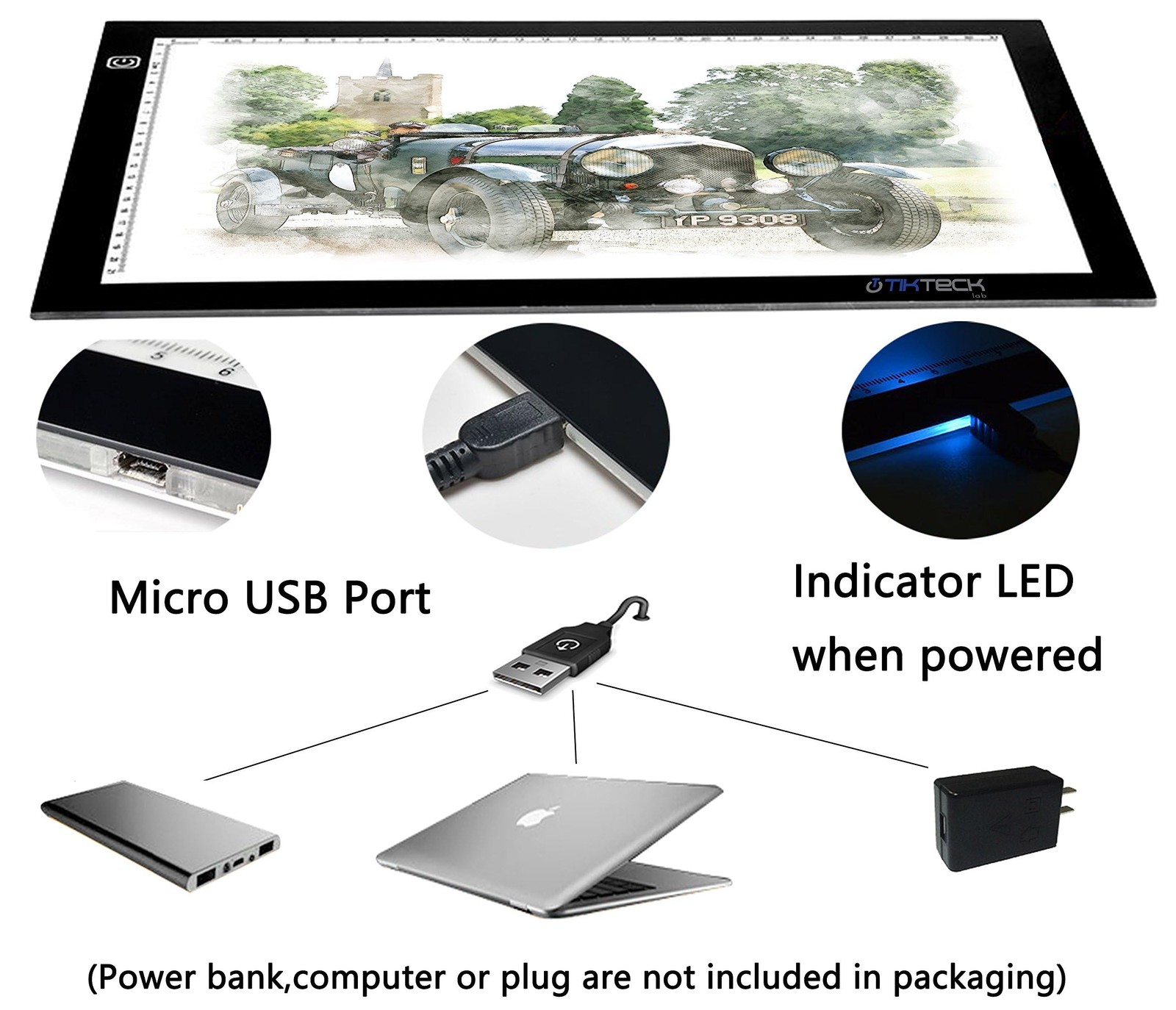 A4 Ultra-Thin Portable LED tracing Light Box Dimmable Brightness A4P, Black