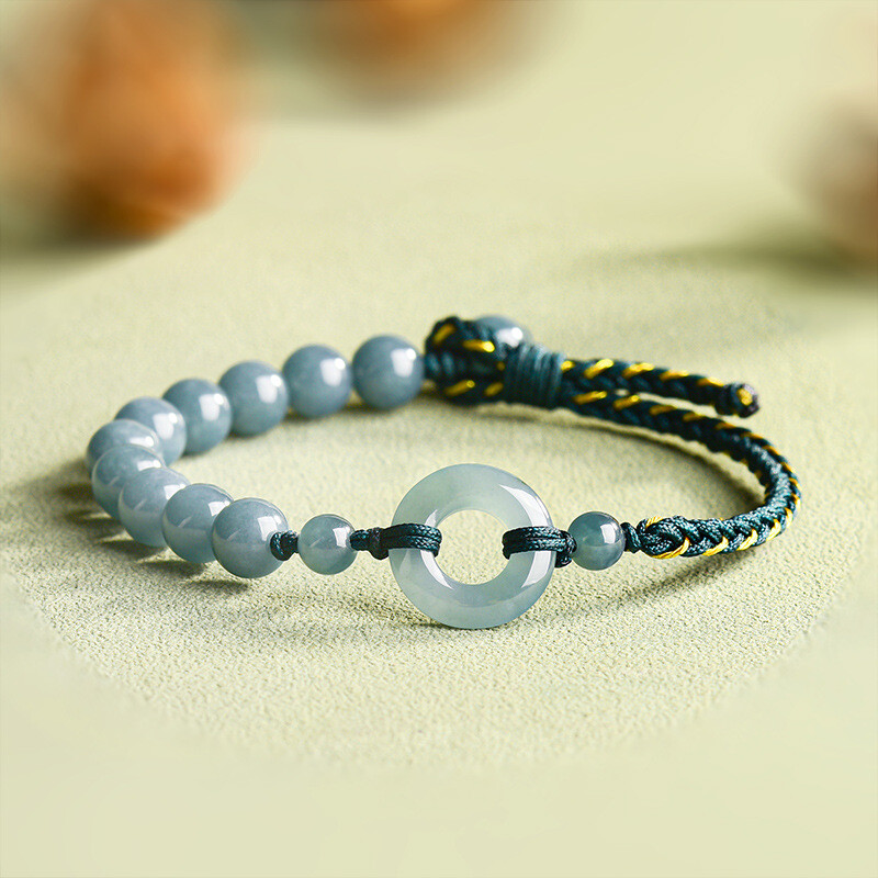Certified Natural A-grade Jade Blue Water Double Jade Bracelet Hand woven