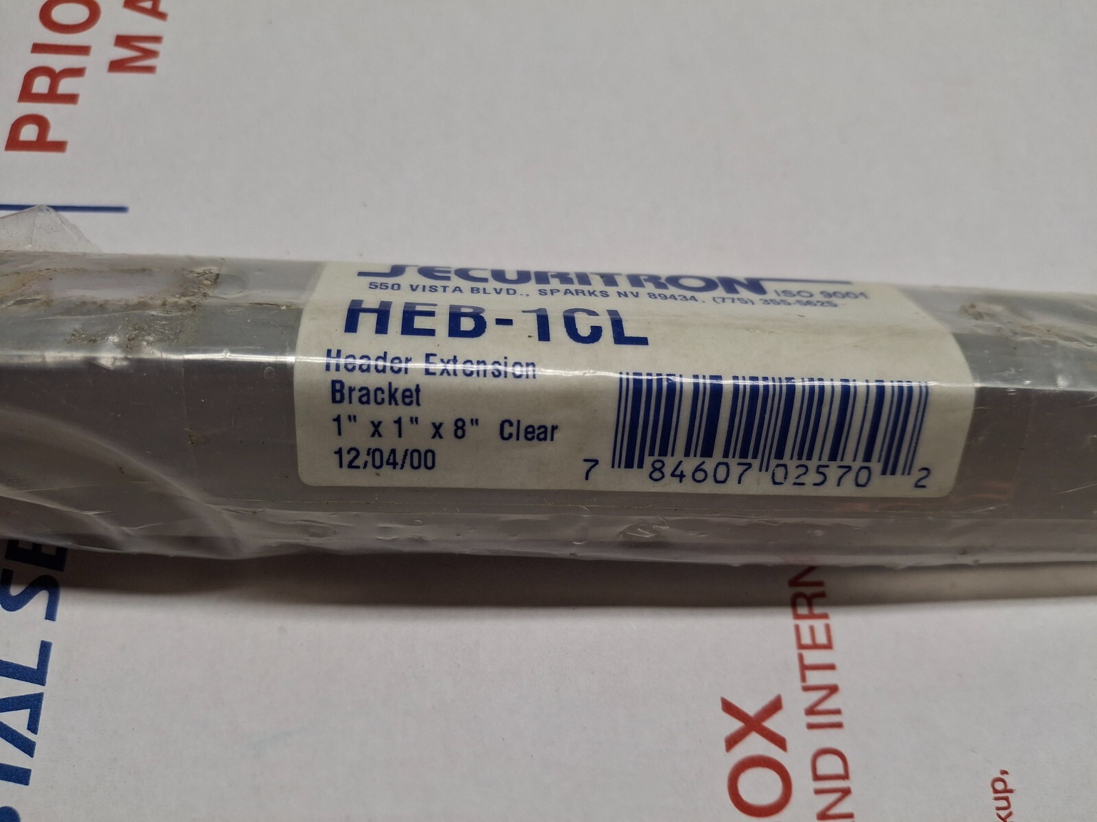 Securitron Assa Abloy Header Extension Bracket HEB-1CL Clear NEW