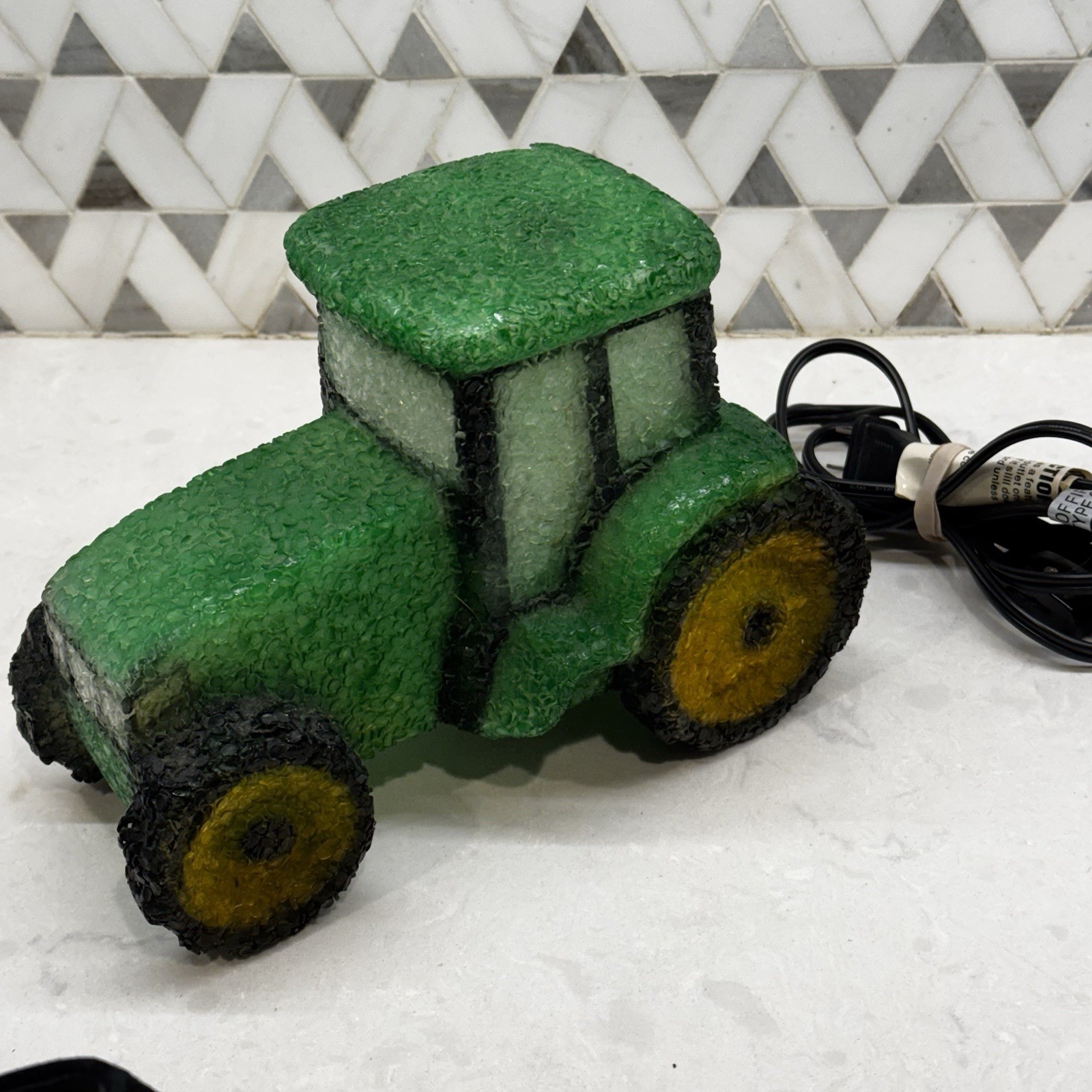 Vintage John Deer Tractor Plastic Night Light 6"H x 9"L