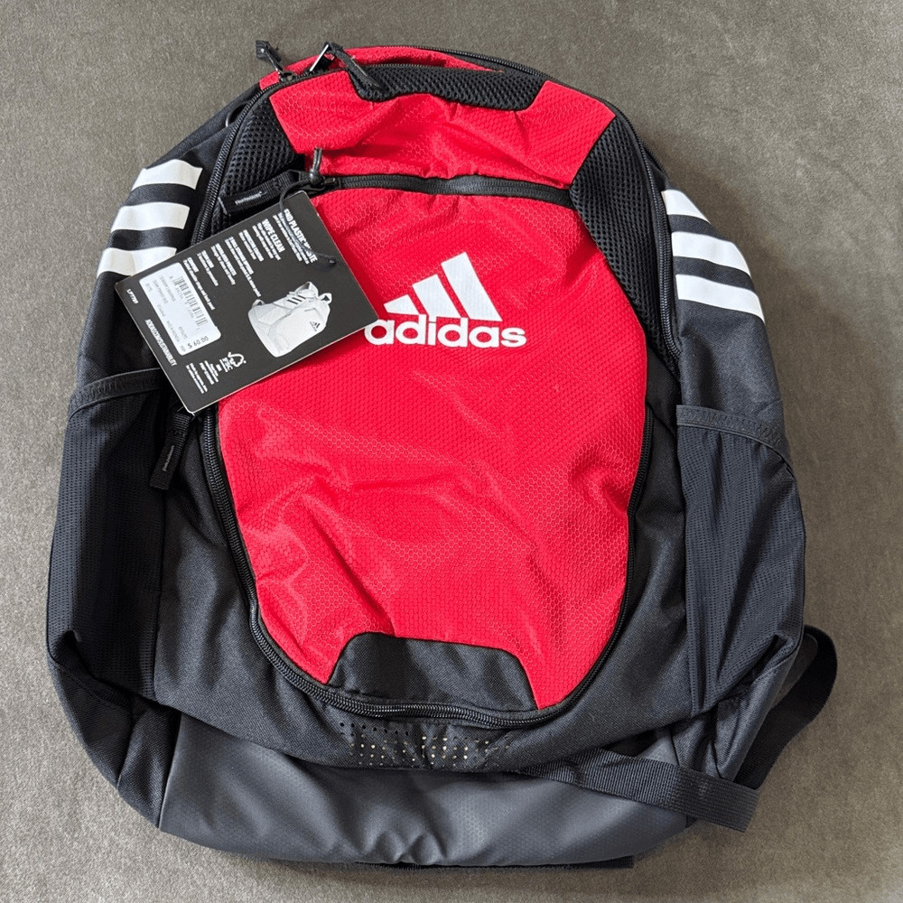 Unisex Adidas Stadium 3 Backpack Team Power Red Soccer Ball CleatCompartment NWT