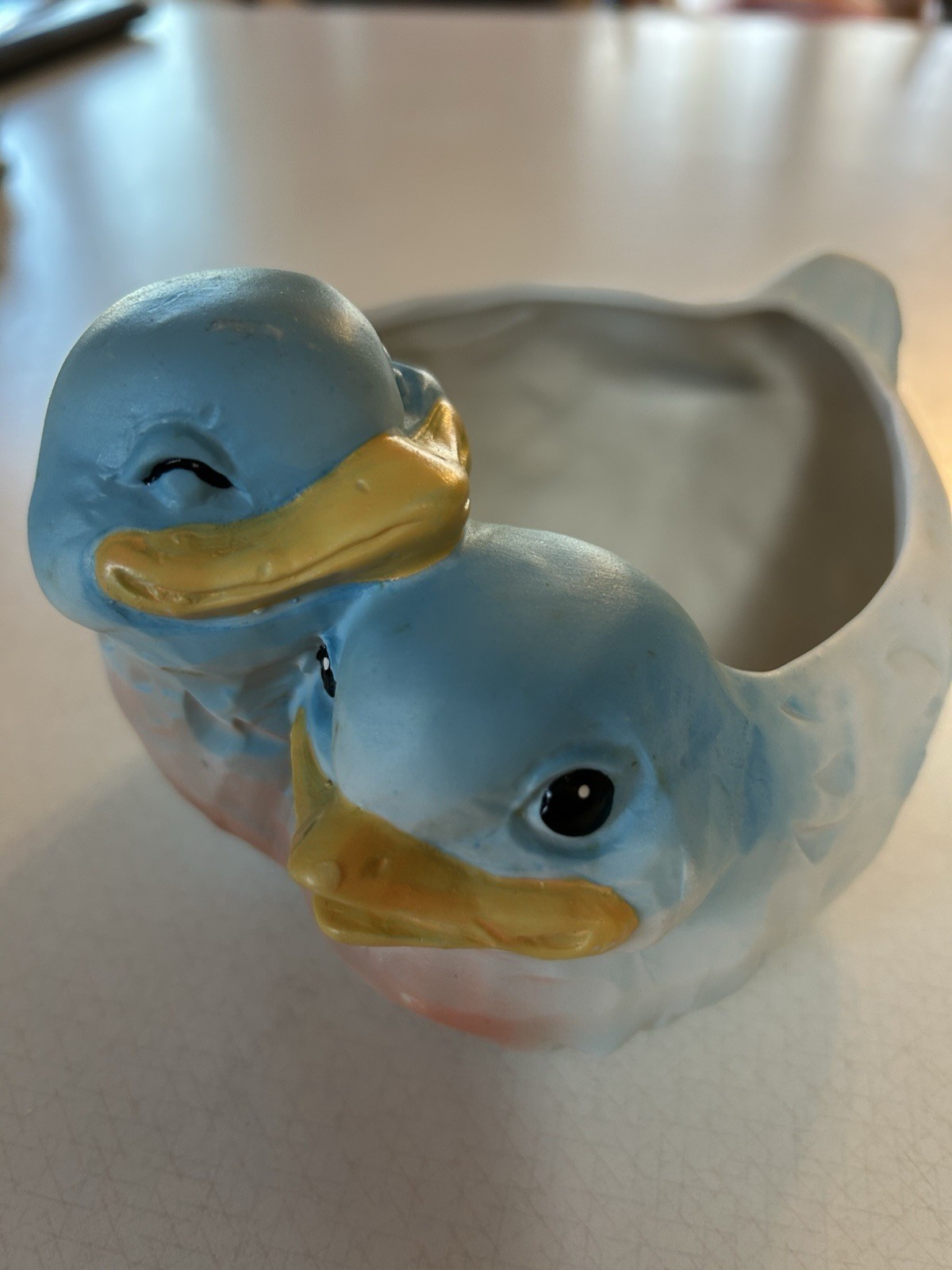 MCM Pair Of Bluebirds Ceramic Planter 6” X 2.5” X 5” Beautiful Condition