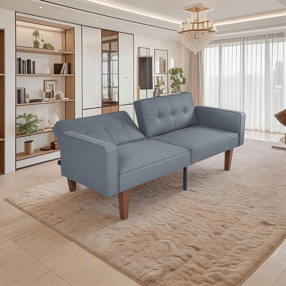 PU Leather Matte Reclining and Sleeping For Living Room Gray
