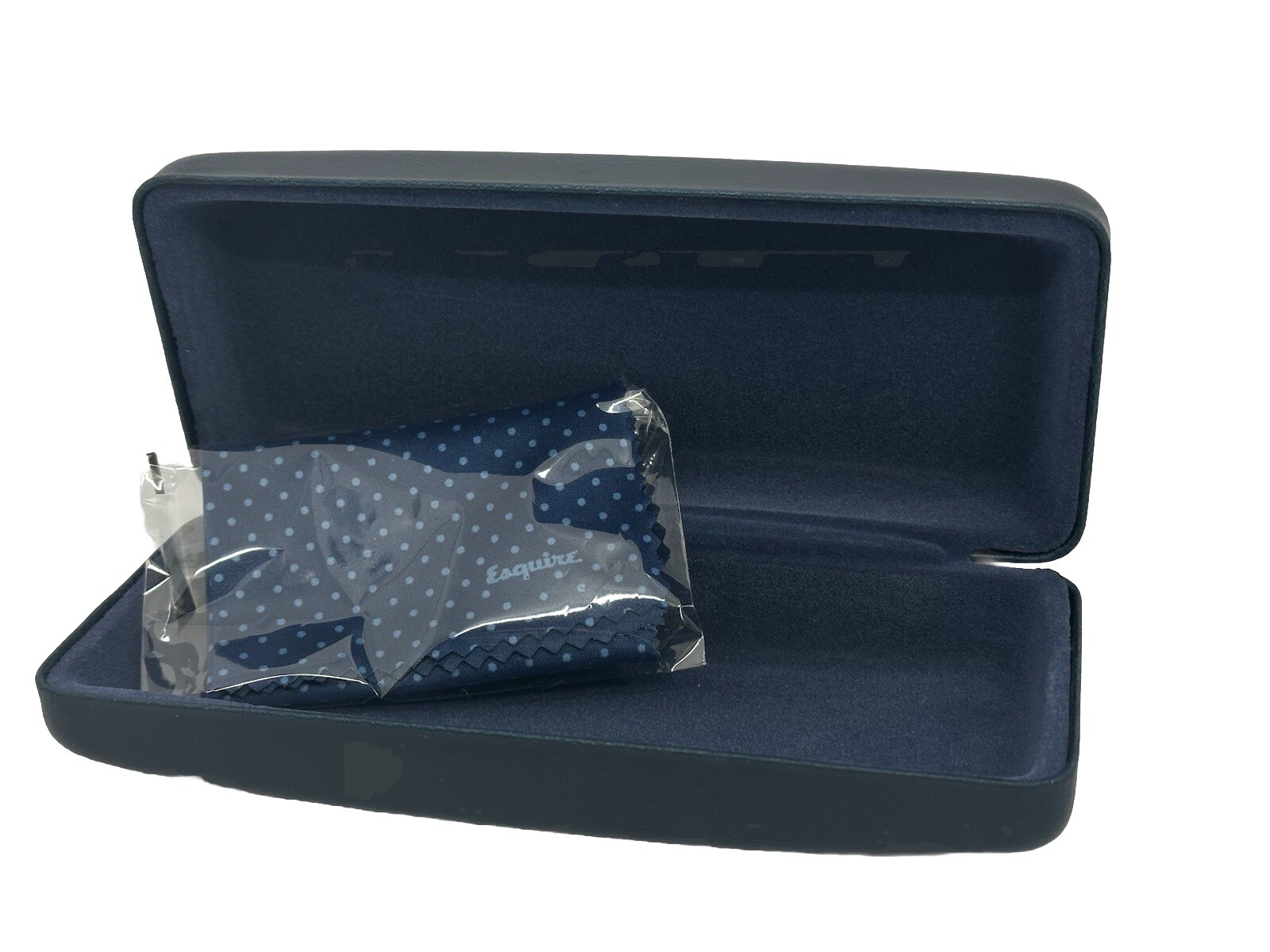 NEW Esquire Blue Hard Clamshell Eyeglasses Case With Microfiber Cloth
