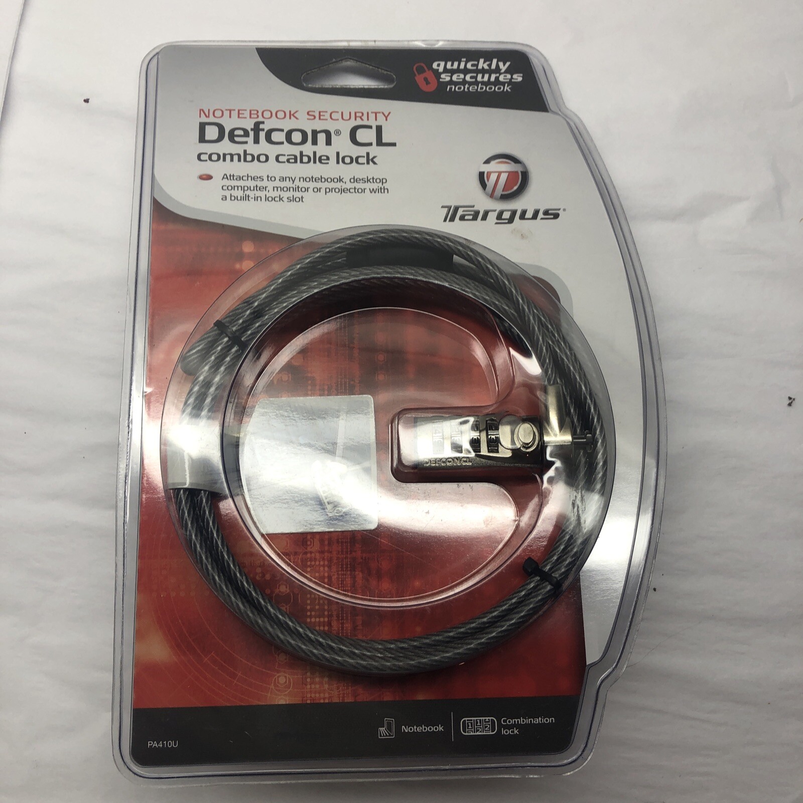 Targus DEFCON CL Laptop Computer Cable Lock  Resettable 4 Digit-Code Galvanize