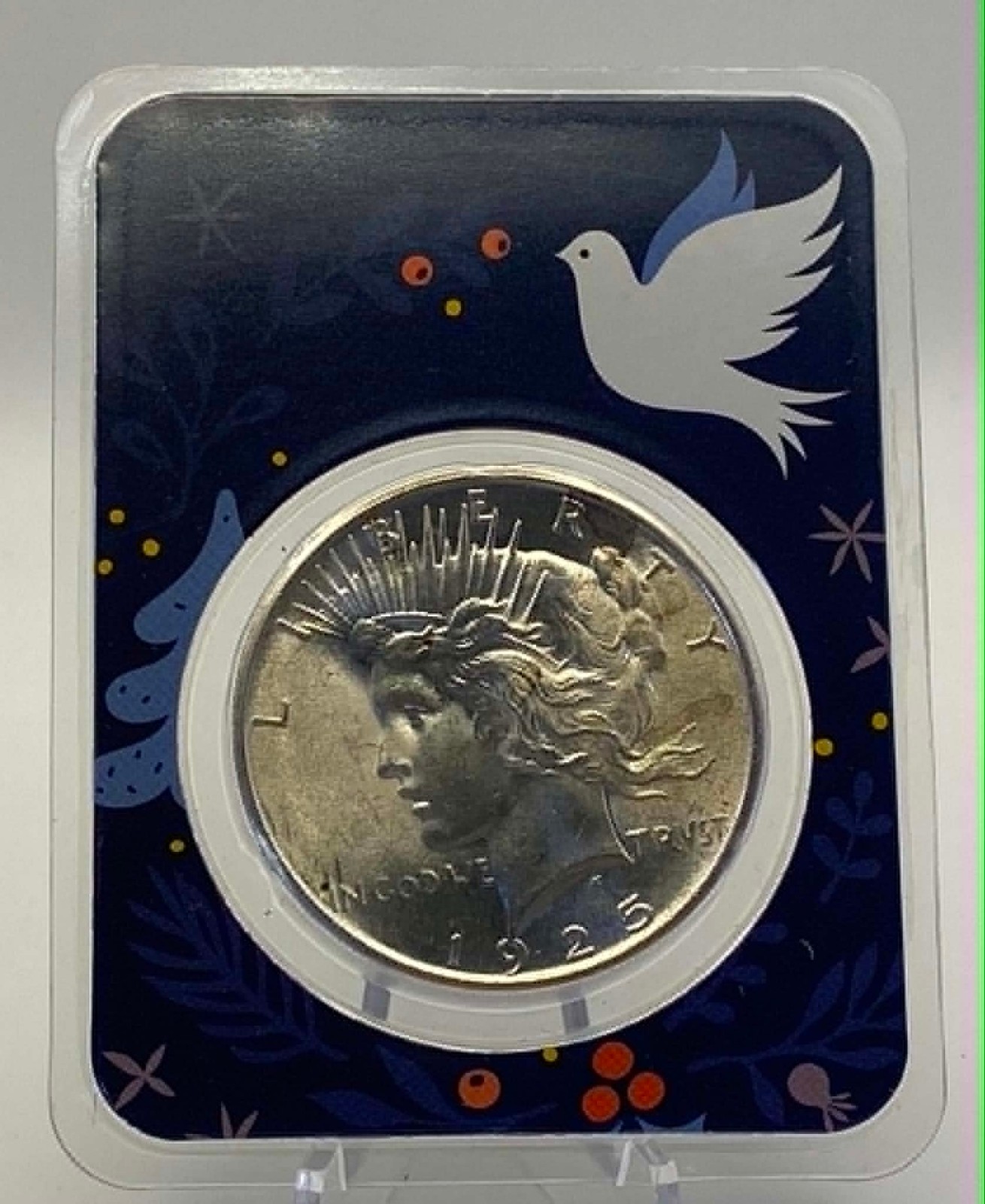 1925 $1 PEACE DOLLAR IN TEP DISPLAY HOLDER