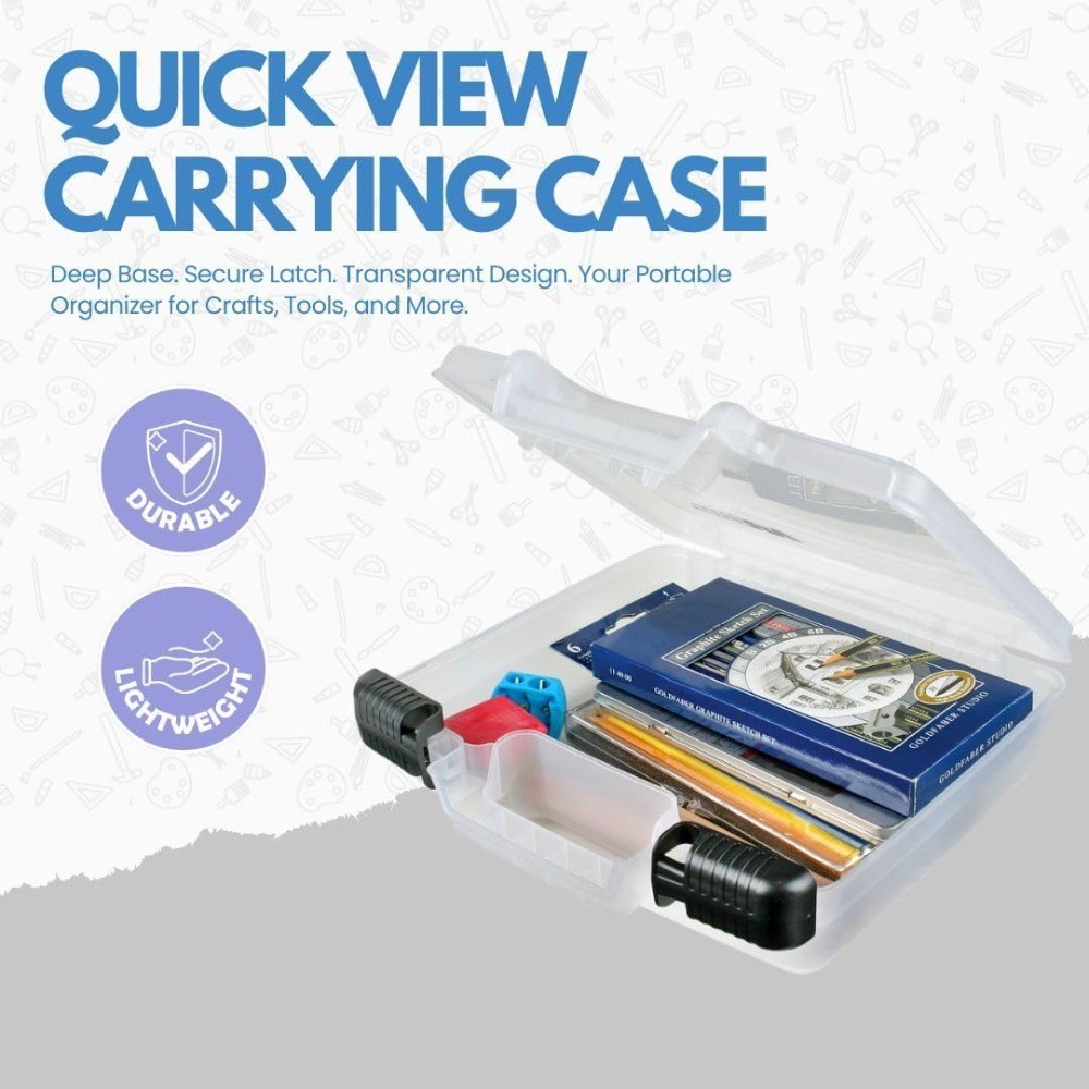 10 Inch Deep Base Carrying Case Portable Art & Craft Organizer with Handle