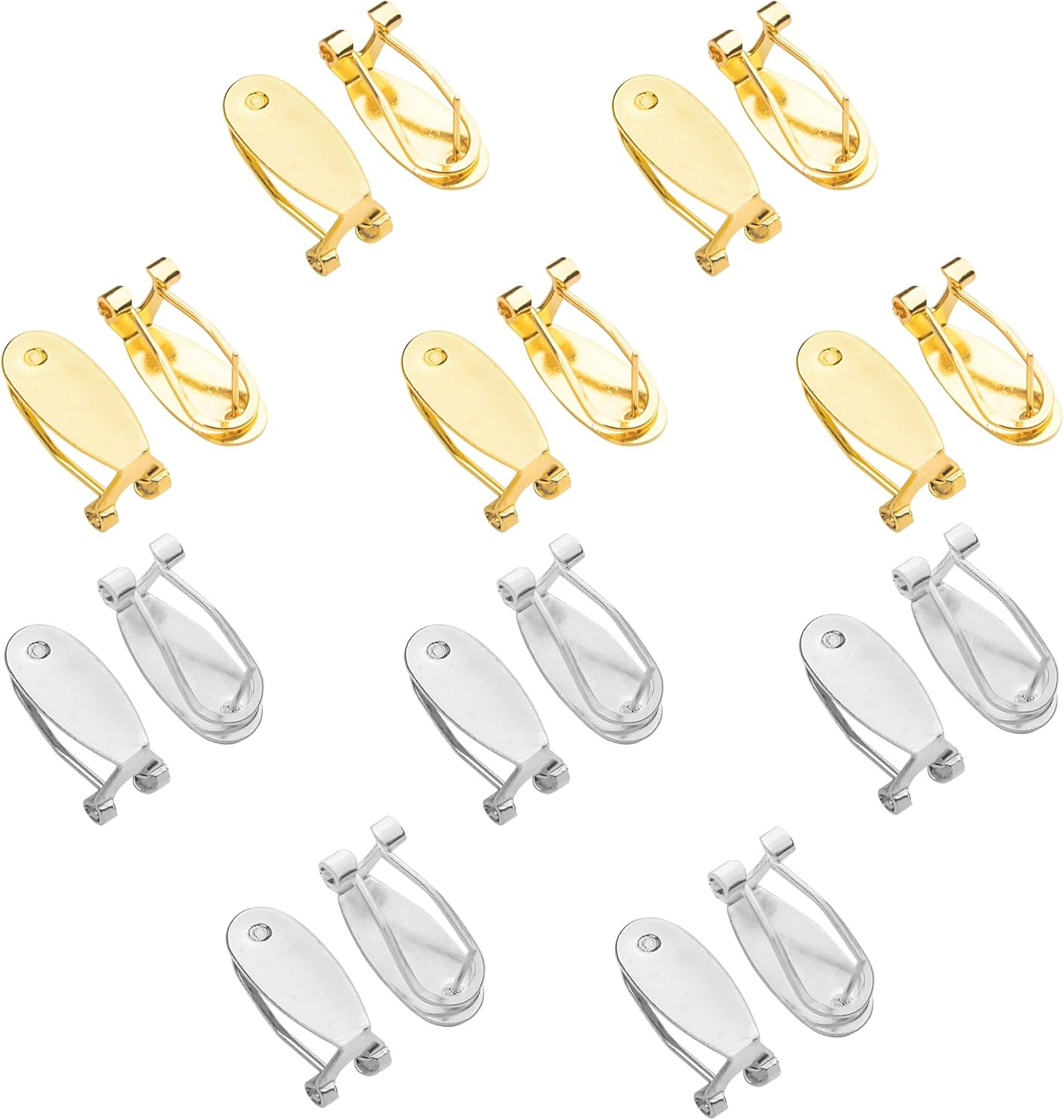 20PCS Fingernail Earring Post Backs, Hypoallergenic Clip Base Studs, Hinged Pads