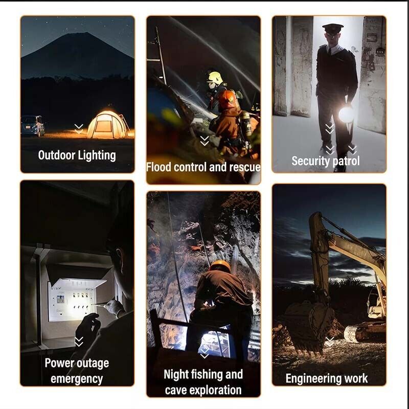 900000000LM Bright Solar/USB Rechargeable LED Spotlight Flashlight Searchlight