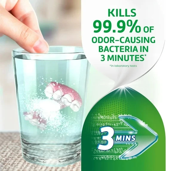 Polident 3 Minute Denture Cleanser Tablets, 40 Count