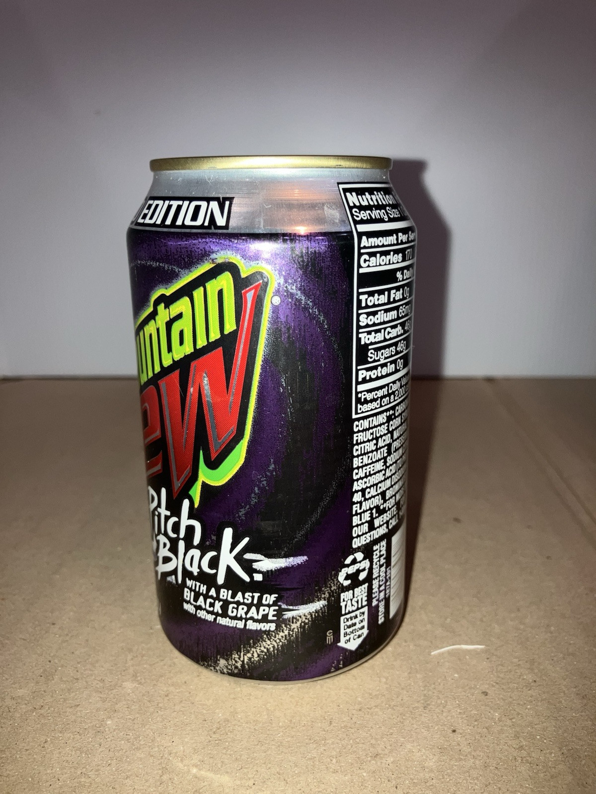 2004 Mountain Dew Pitch Black Empty Bottom Drained 12oz Can