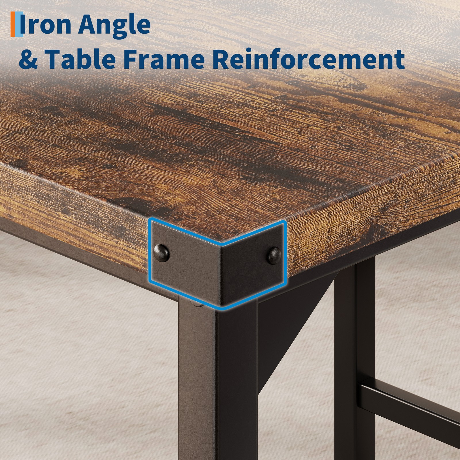 5-Piece Dining Table Set Counter Height High Top Table and 4 Upholstered Chairs