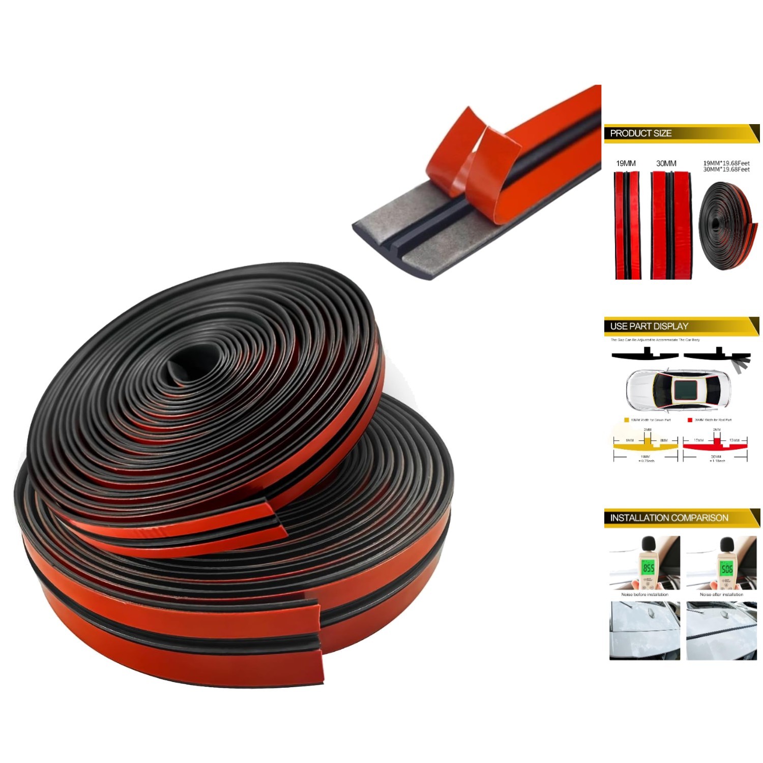 Easy Install 39.36Ft T-Shaped Windshield Seal - 2PCS Car Weather Stripping