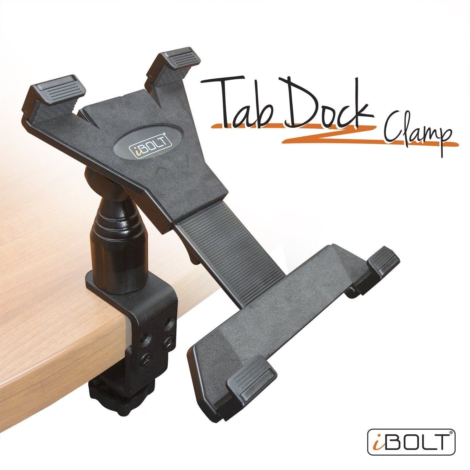 iBOLT TabDock Clamp- Heavy Duty C-Clamp Mount for All 7  - 10  Tablets