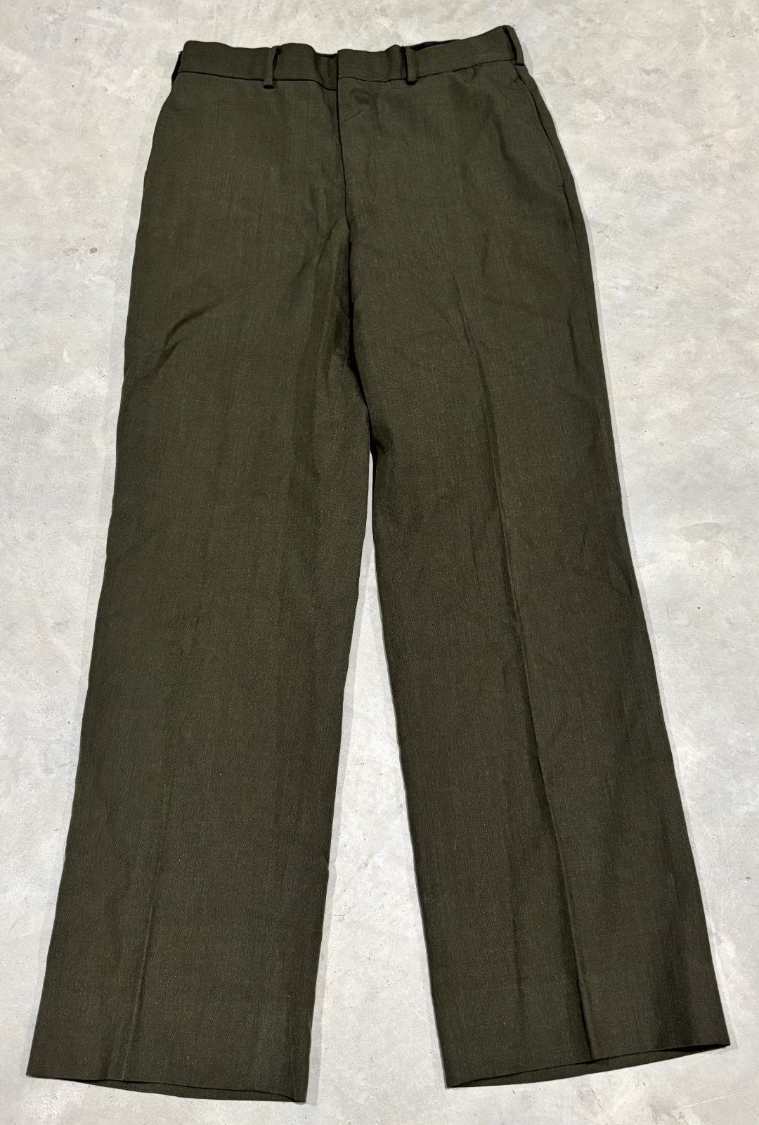 1980's US Marine Corp Mens Service Trousers Polywool Blend Size 33R Green
