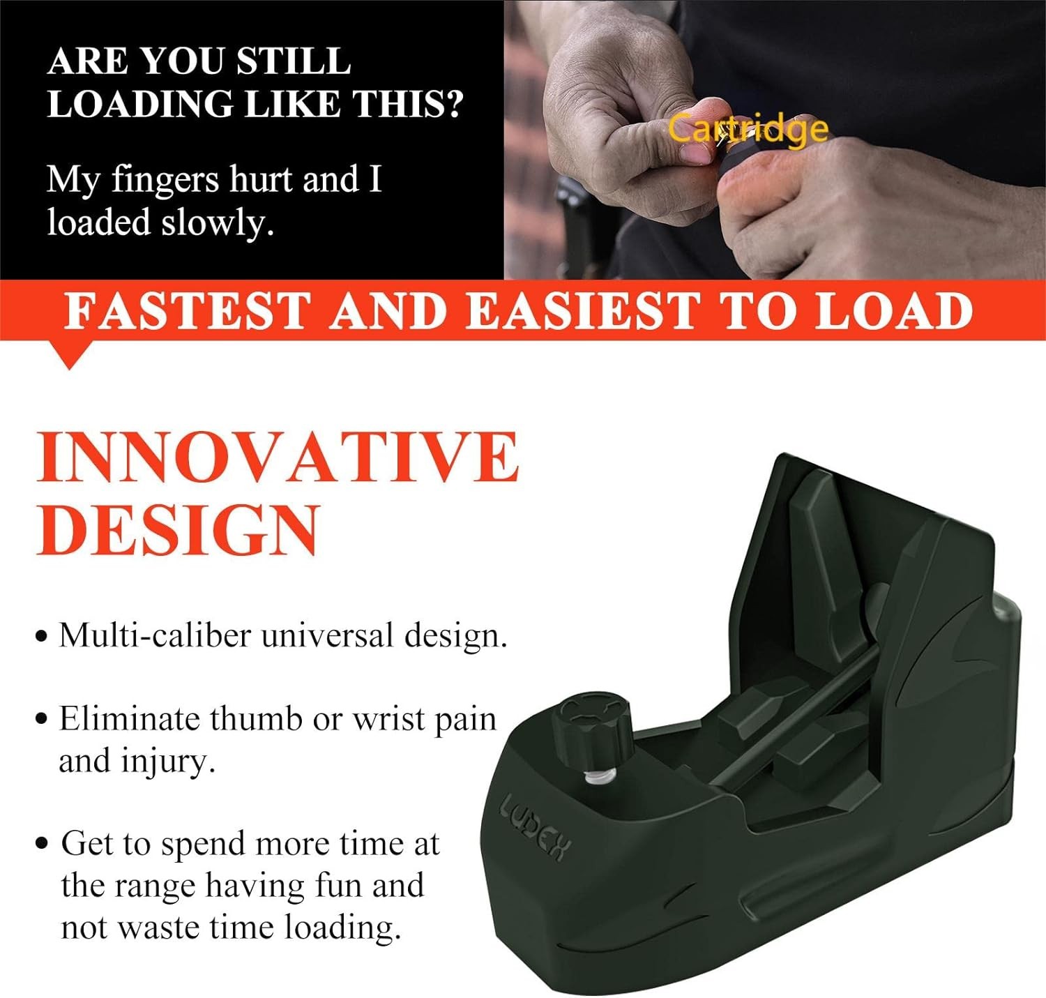 Ludex Universal Pistol Speed Loader, Mag Reloader for 9mm Luger 10mm .40S&W .45A