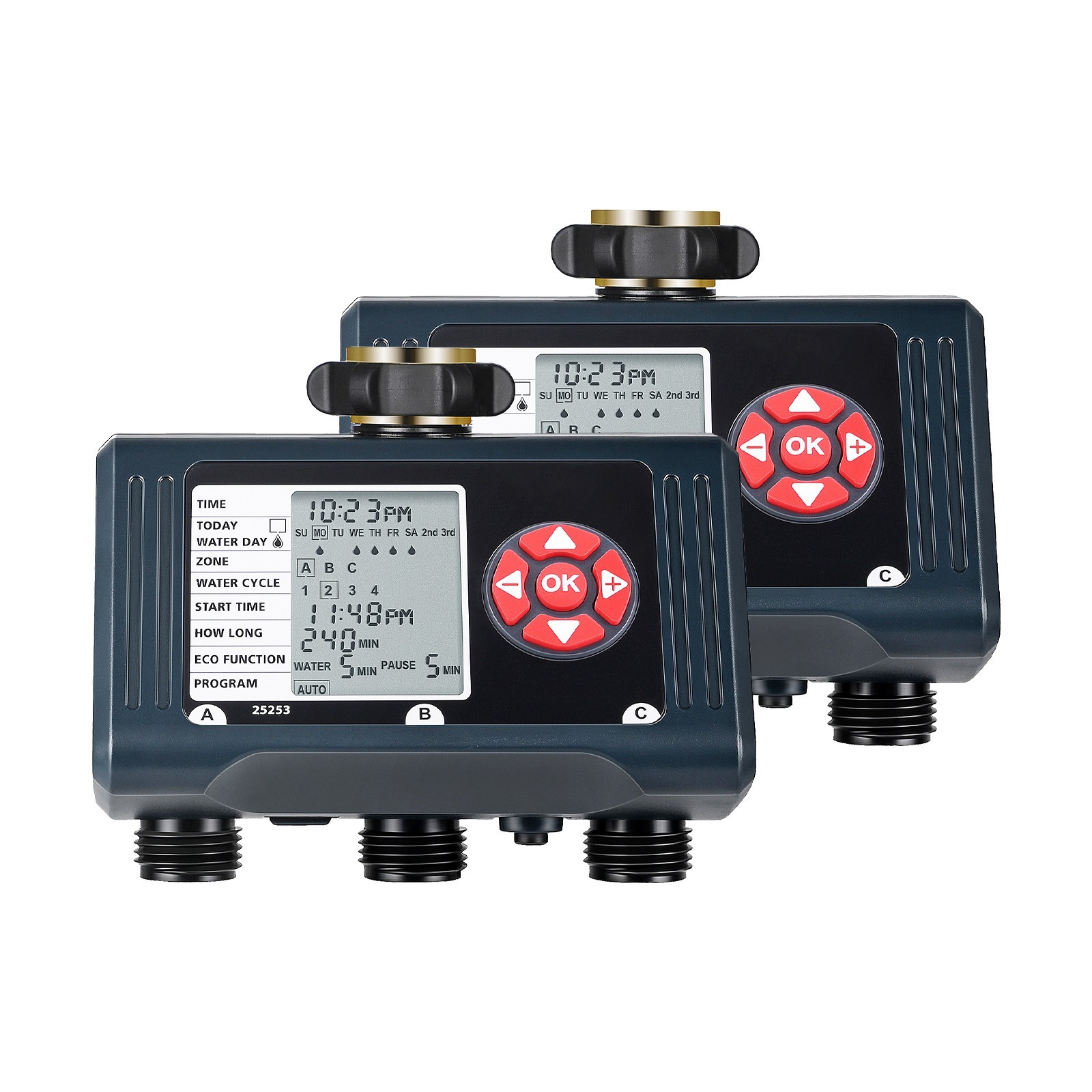 2 Pack Sprinkler Timer 3 Zone, Water Timer w/ 4 Programmable Procedures Outdoor