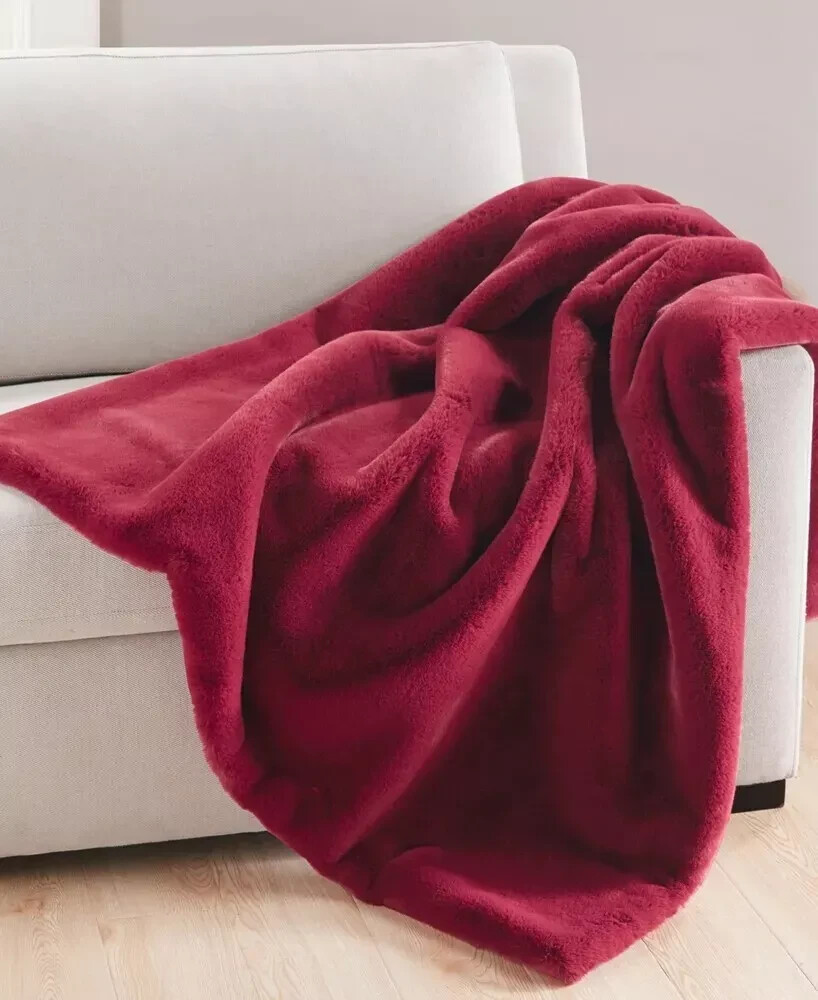 Charter Club Plush Faux Fur Throw Blanket  50" x 60" Red MSRP $120.00