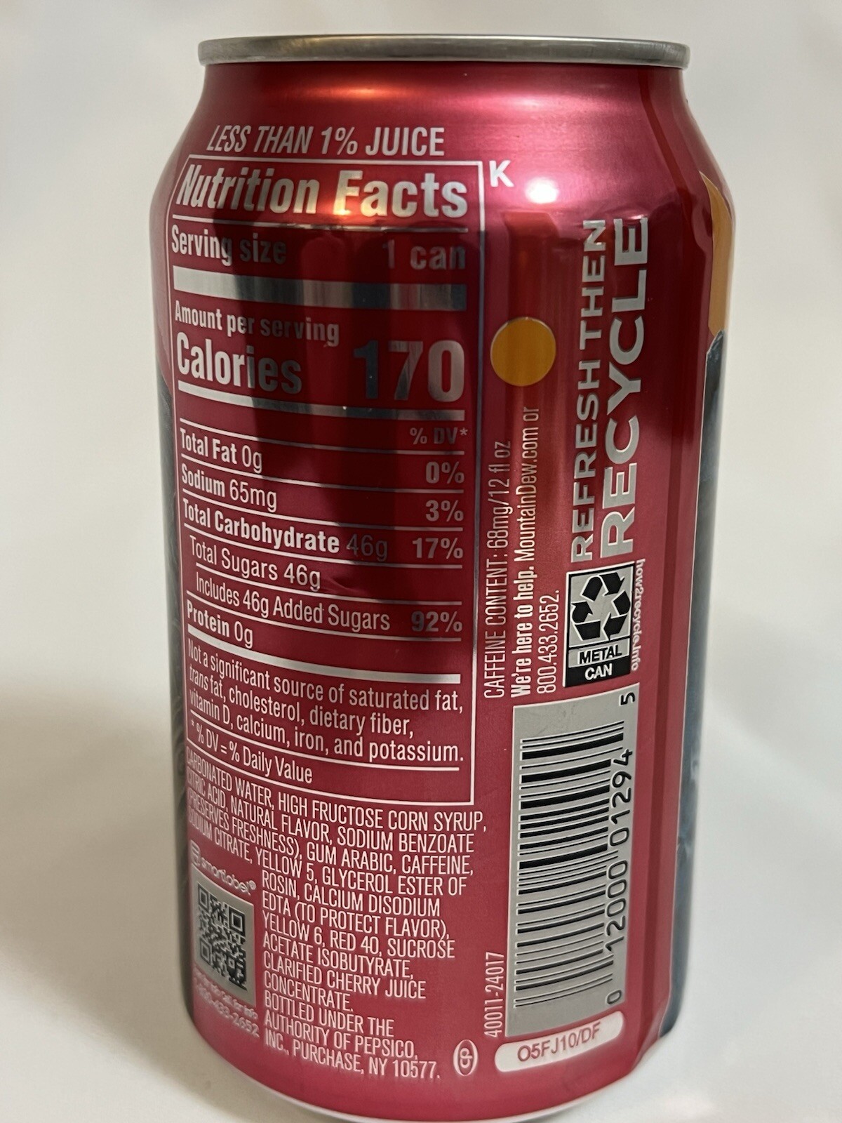 World of Warcraft 2024 Mtn Dew Game Fuel Citrus Cherry 1 Full 12 Fl Oz Can