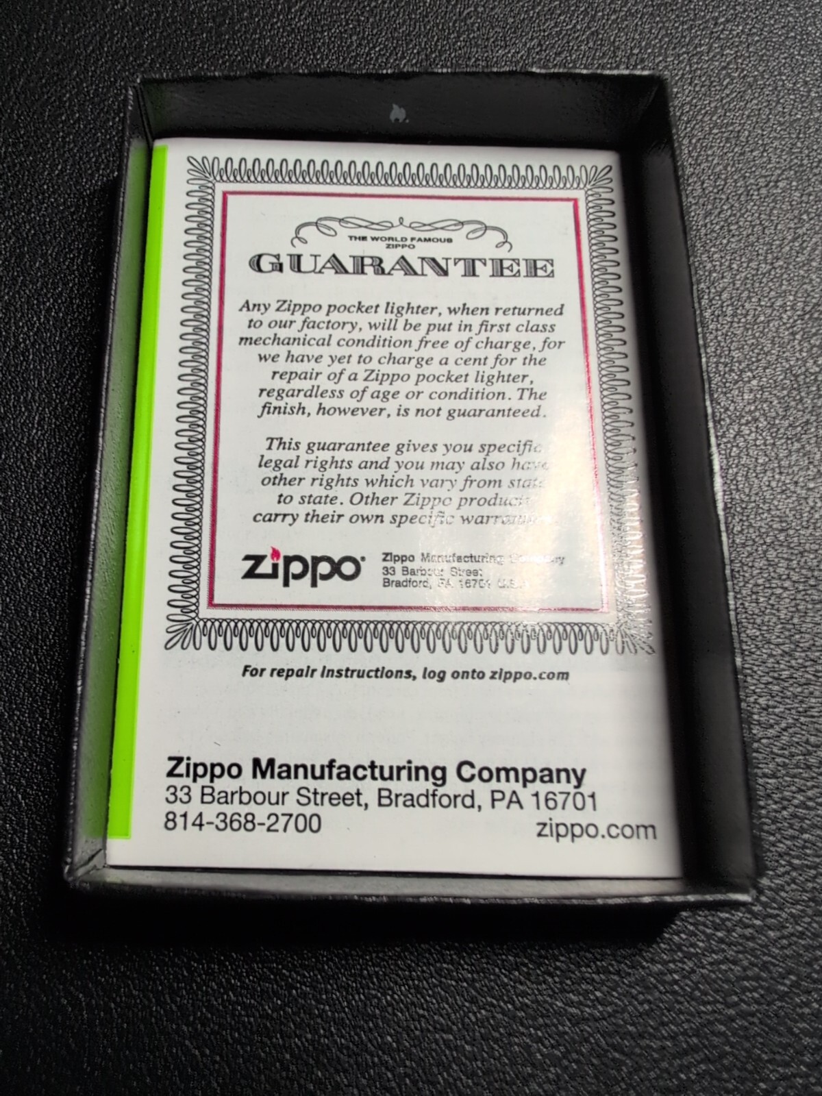 Zippo windproof Ebony Lighter, # 24756, New In Box