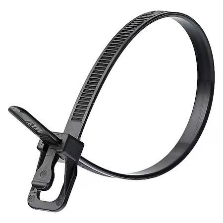Cable Tie, 12 in L, 3.42 in Max Bundle Dia., Black, Nylon 6/6, 50 lb Strength,
