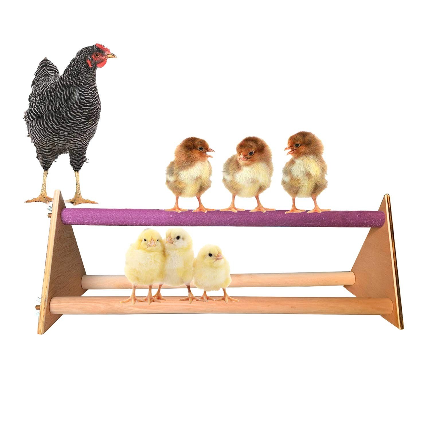 Chicken Perch Wooden Swing, Large Bird Hen Coop Roosting Bar Toy Training Tool