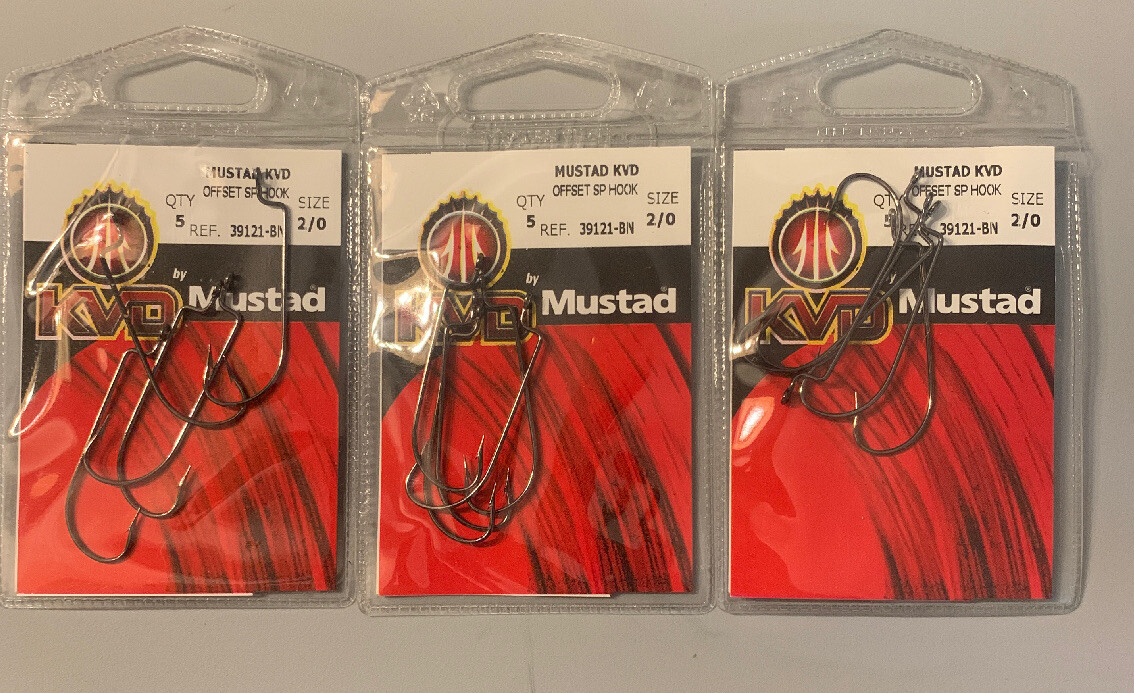3 Packs Mustad KVD Offset Soft Plastics Hooks 2/0