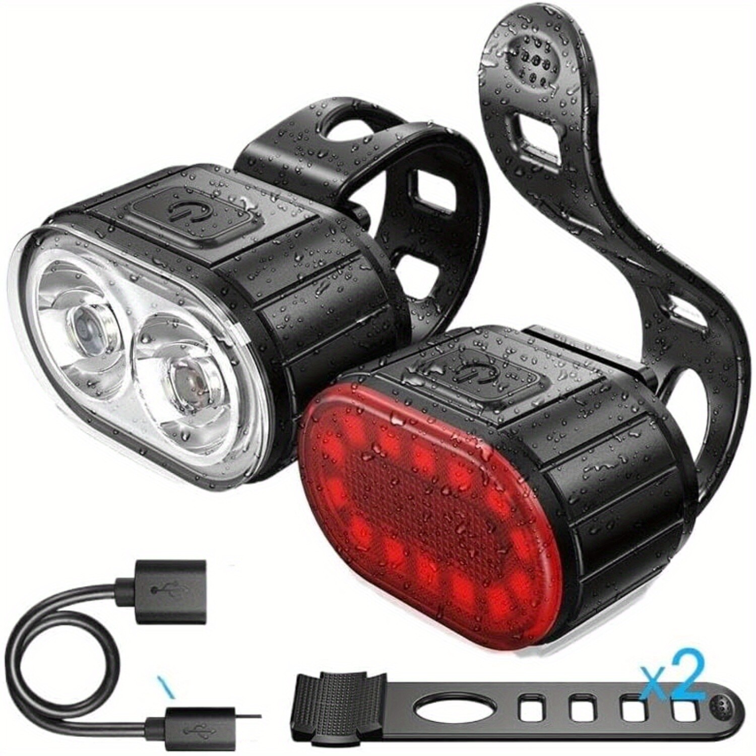 Bike Light Set (Head + Tail) -Perfect for Urban Commutes,Trail Riding Visibility