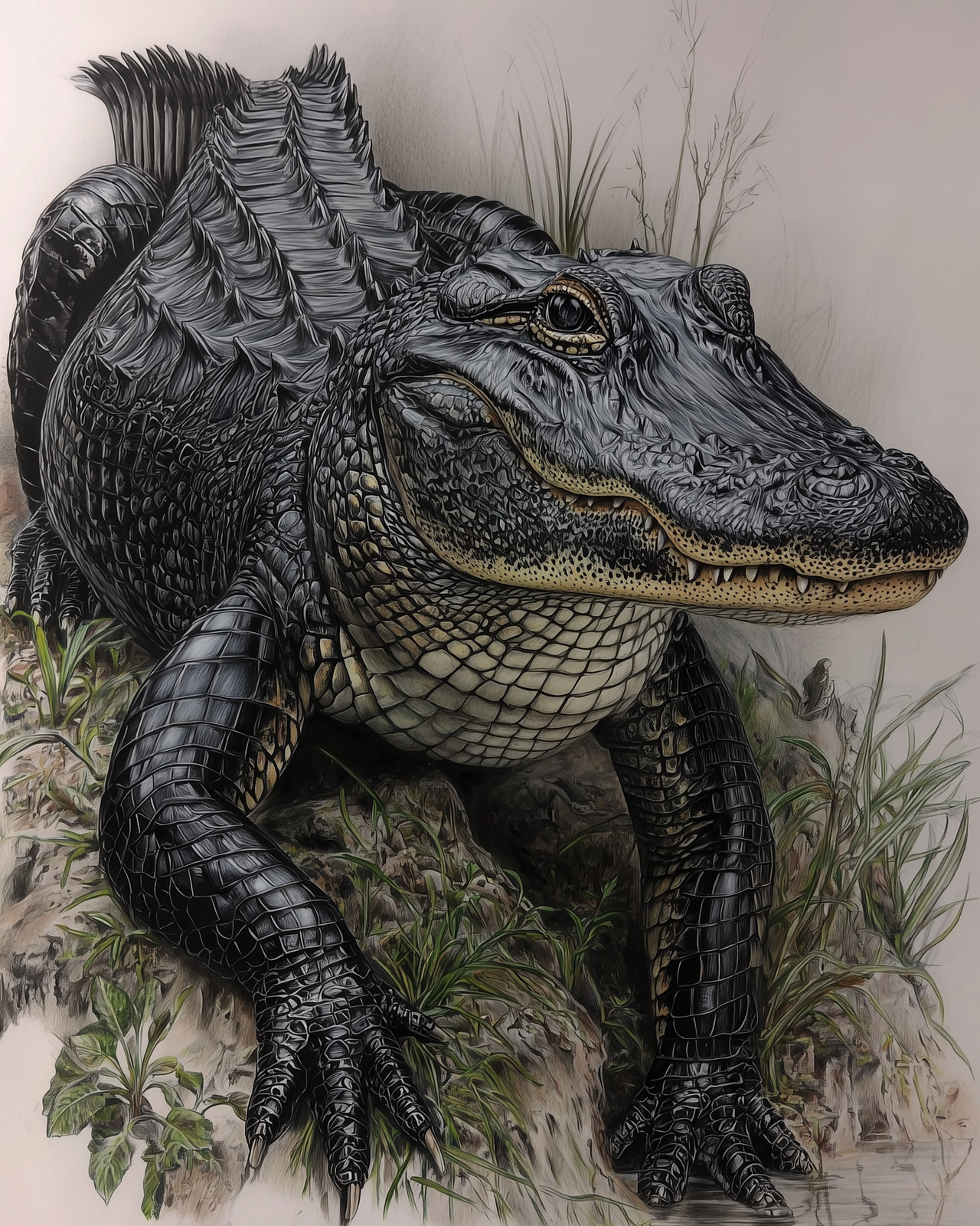 8x10 Alligator close-up on riverbank - 897063259
