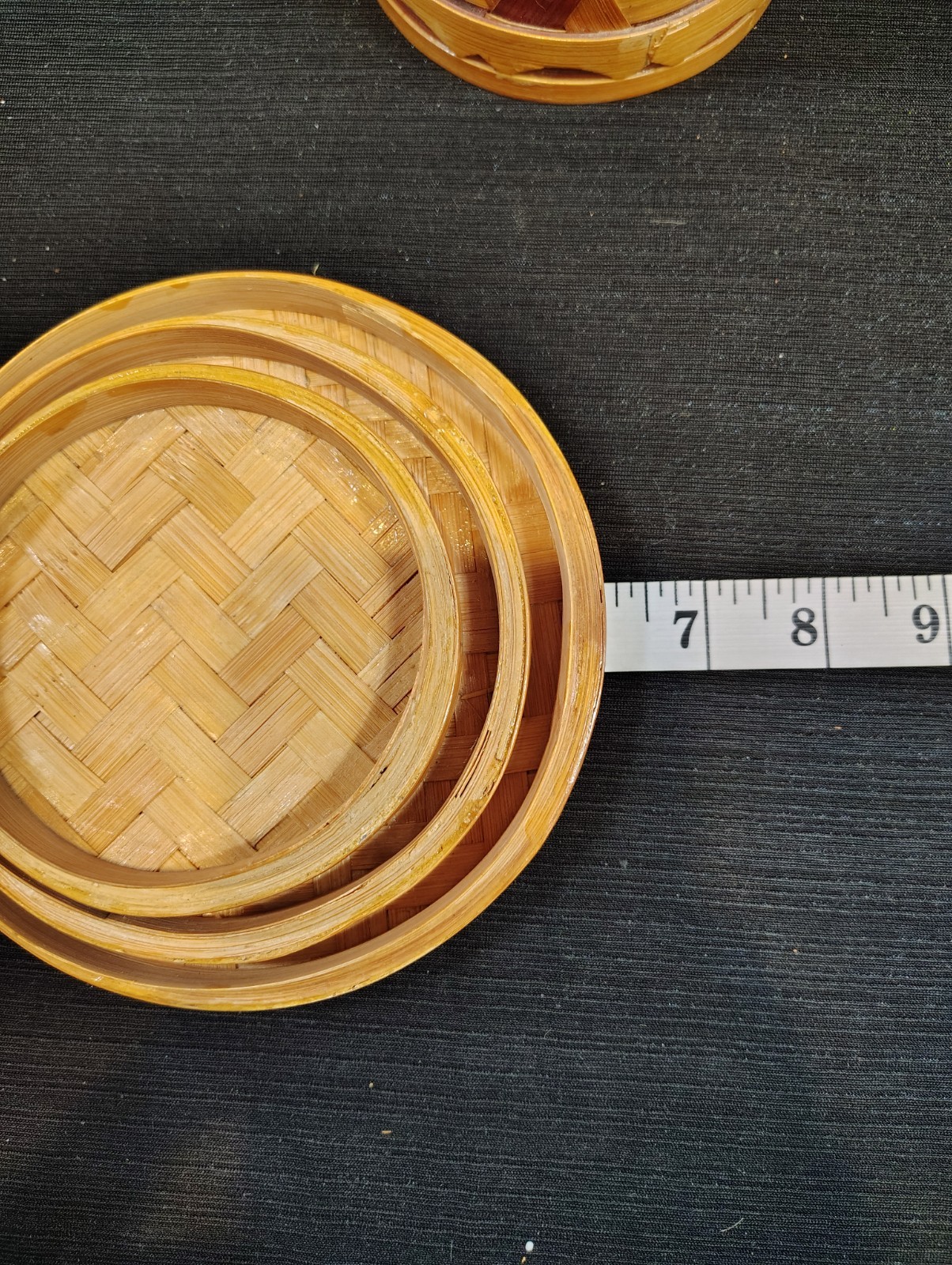 VTG, Woven Bamboo, Nesting Containers W/ Lids, Geometric, Baskets, Storage, Art