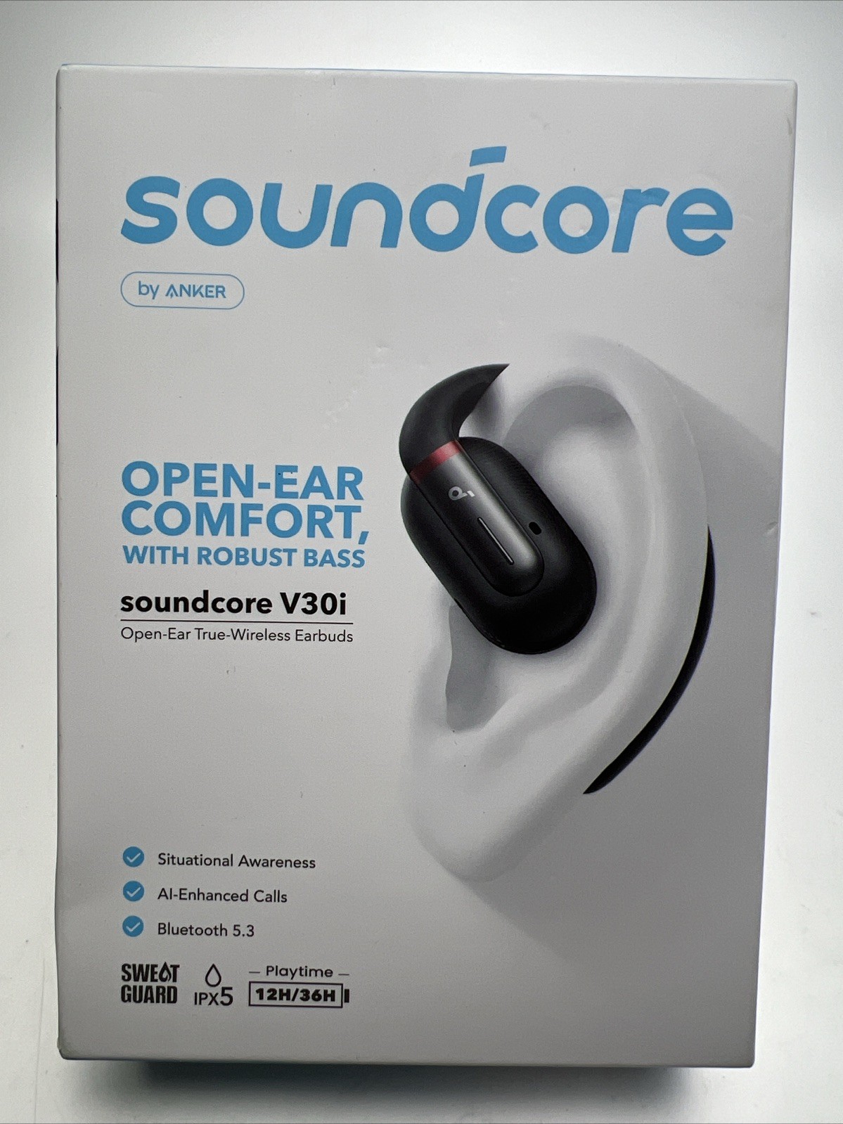 Soundcore V30i Open-Ear Headphones Lightweight Ergonomic Ear Hooks Sport Earbuds