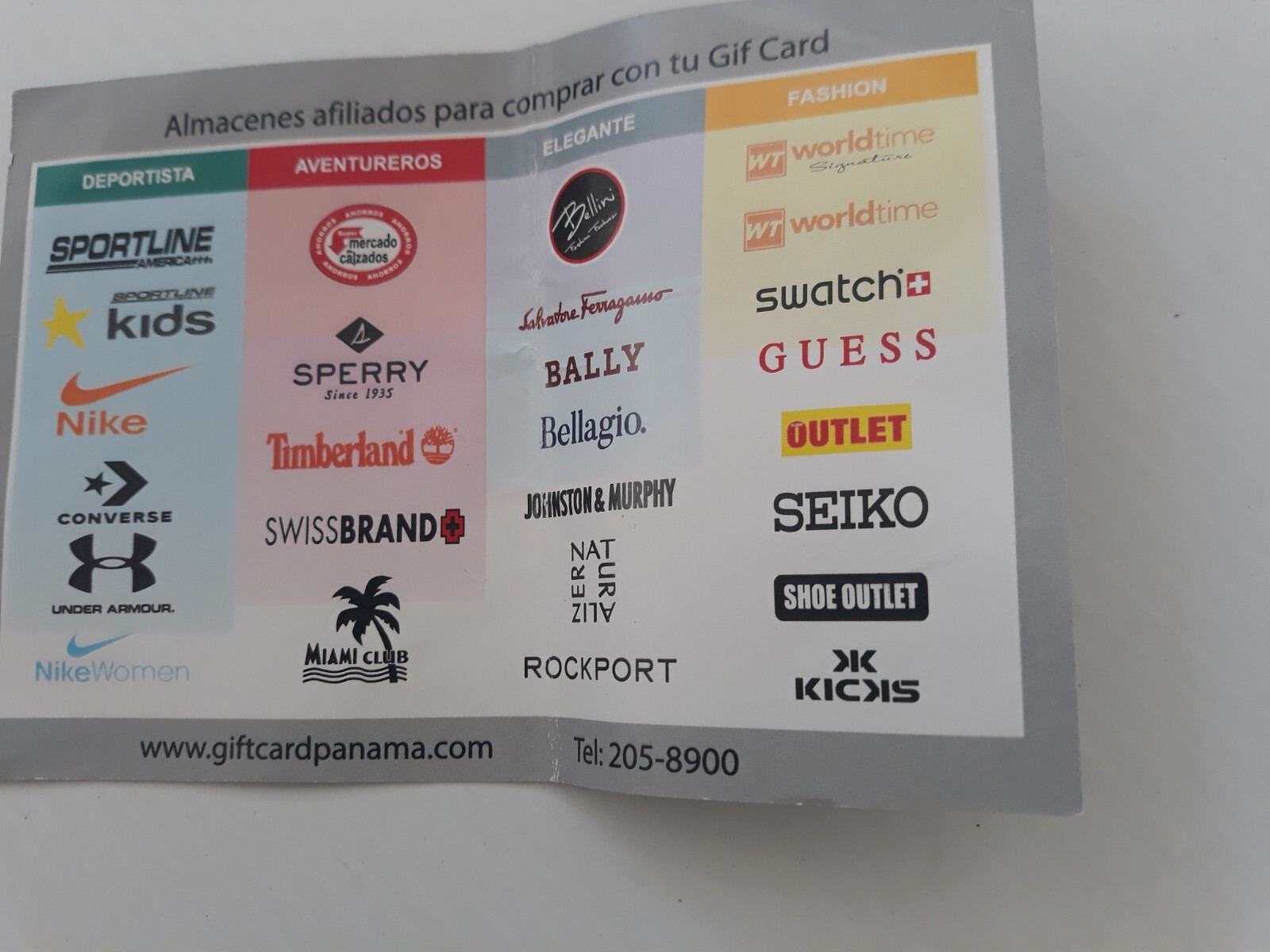 Panama Gift Card value $100.00