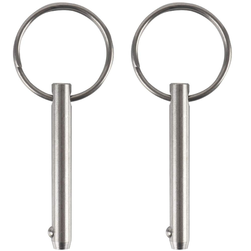 2 Pack Quick Release Pin 1/4 Diameter 316 Stainless Steel Bimini Top Pin