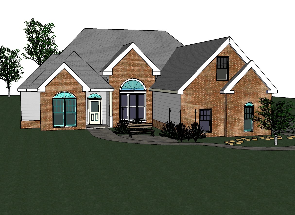 Amanda 1706G-3 side/brick Home, House plan 3 bed room, 2 bath split plan in PDF