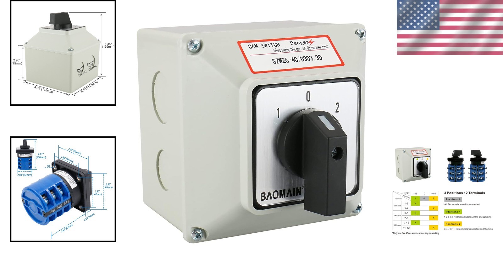 High-Performance 40A Rotary Changeover Switch for Industrial Applications - Grey