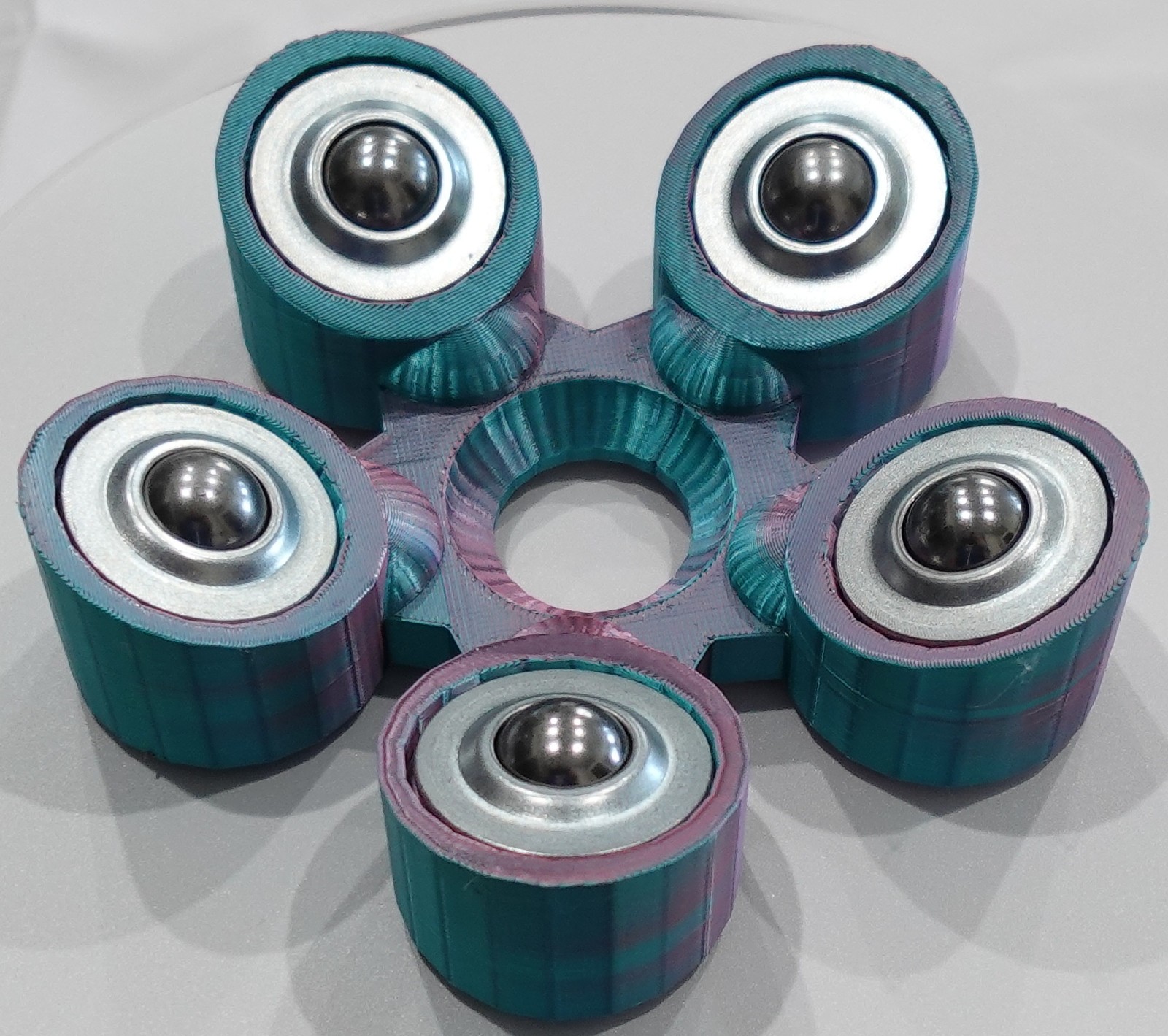 Bowling Ball Spinner Cup - Teal and Coral Pink